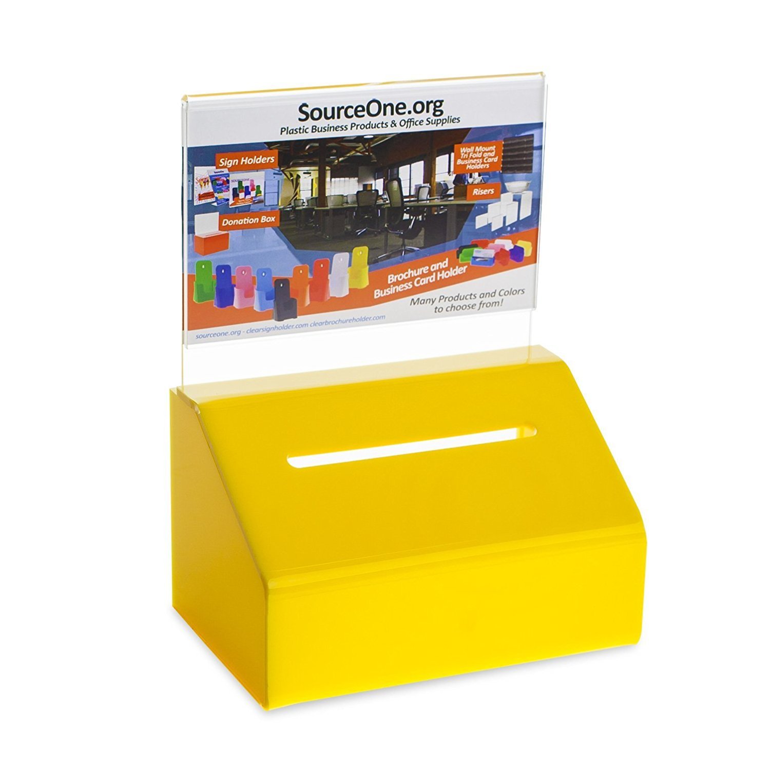 Heavy Duty Acrylic Donation Box with Lock & Sign Holder - Secure Ballot Box for Voting, Fundraising, Events & Charity Collections