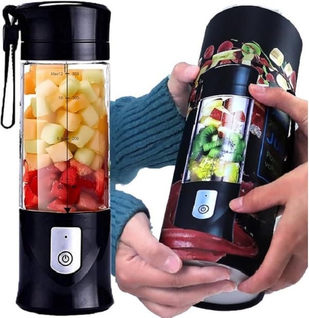 Portable USB Blender - Toycol Mini Personal Smoothie Blender for Shakes & Juices, 13.5Oz Travel Juicer Cup with 6 Stainless Steel Blades, Rechargeable Bottle Blender for Gym, Office & Outdoor (Black) - Perfect for Smoothies, Protein Shakes & Healthy Drinks On-The-Go