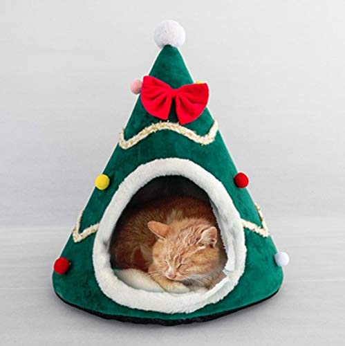 3D Sponge Christmas Hat Shaped Pet Bed - Medium 45x55cm Warm Cozy Nest for Dogs & Cats - Green Holiday Pet Accessory for Winter Comfort & Festive Decor