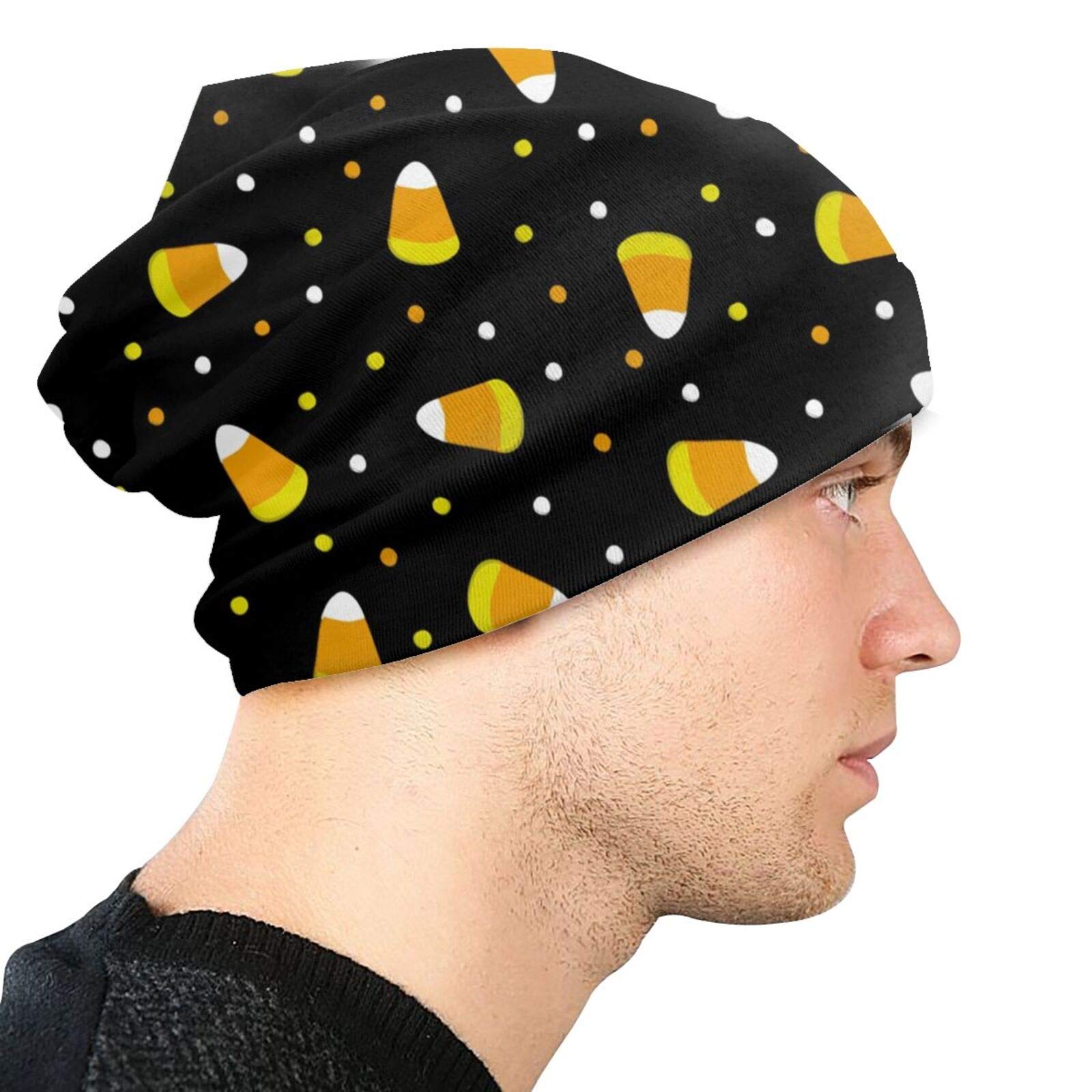 Halloween Candy Corn Unisex Adult Slouchy Beanie Skull Cap - Warm Chemo Hat for Costume Parties & Winter Outfits