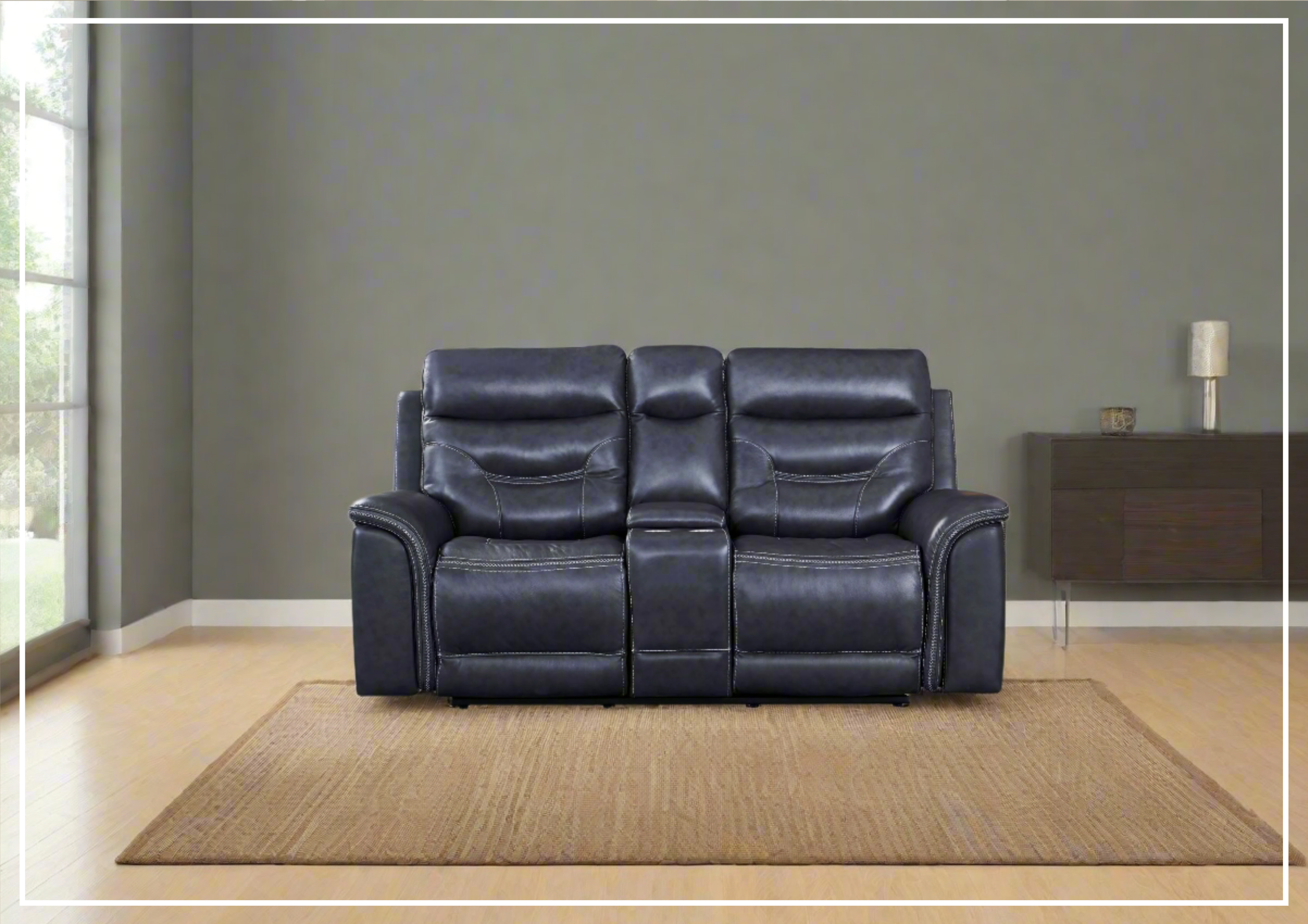 Gio Italia Baldwin Power Reclining Leather Loveseat - Genuine Leather Recliner Sofa for Living Room, Home Theater & Family Room - Comfortable Two-Seater Reclining Couch with Power Motion