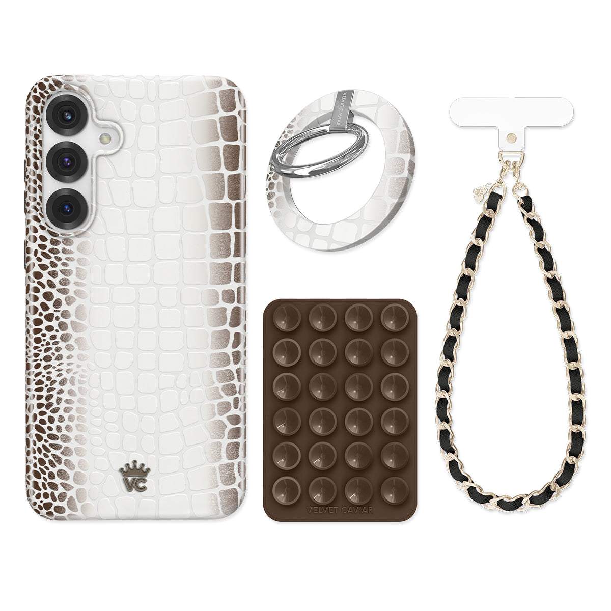 Himalayan Salt Croc Charms Bundle Set for Samsung Phones - Non-Slip Grip Enhancer for Secure Hold While Running, Hiking & Outdoor Activities