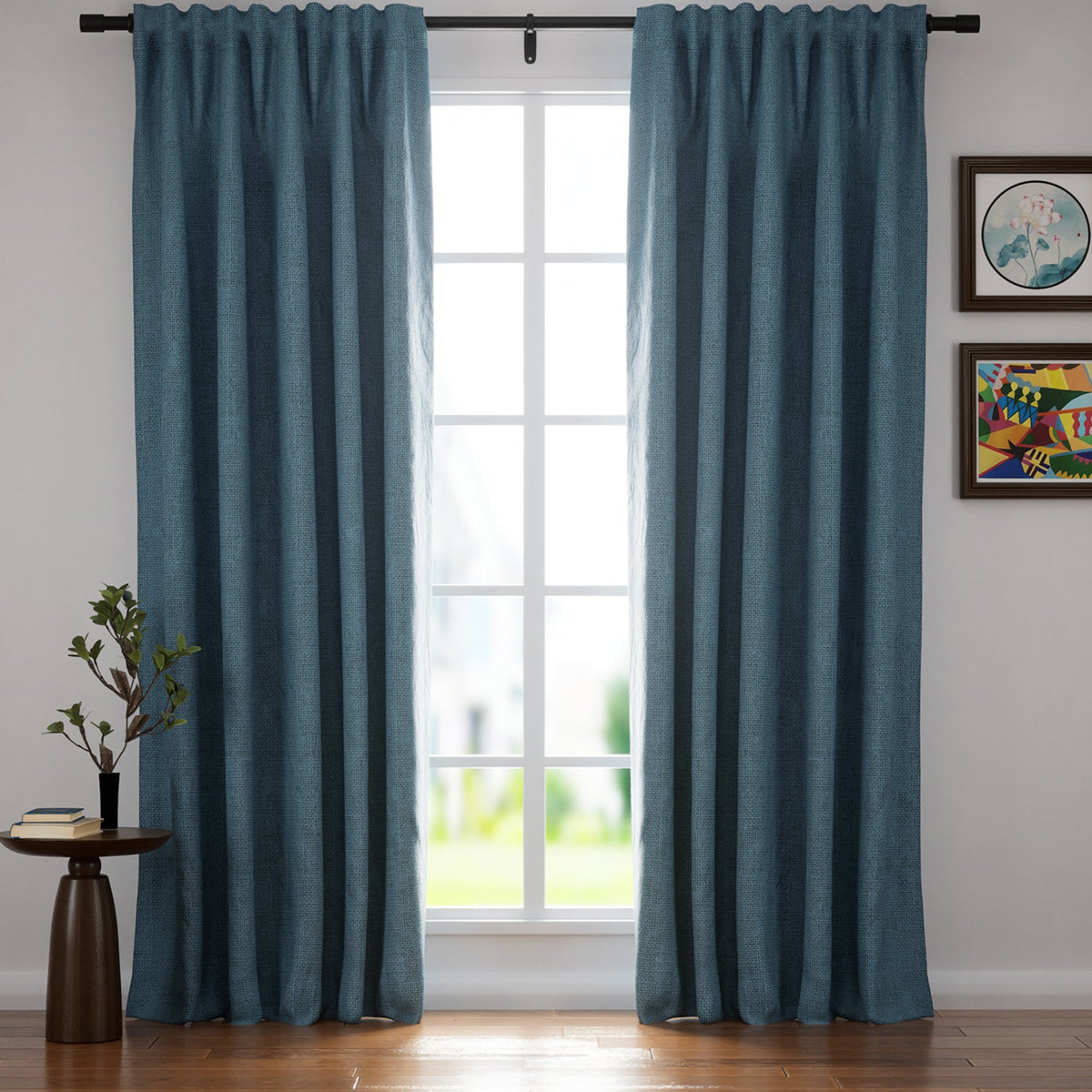 Organic Flax Linen Blackout Curtains - Custom Drapes with Soft Top Back Tab | Natural Light Blocking Window Treatment for Bedroom & Living Room