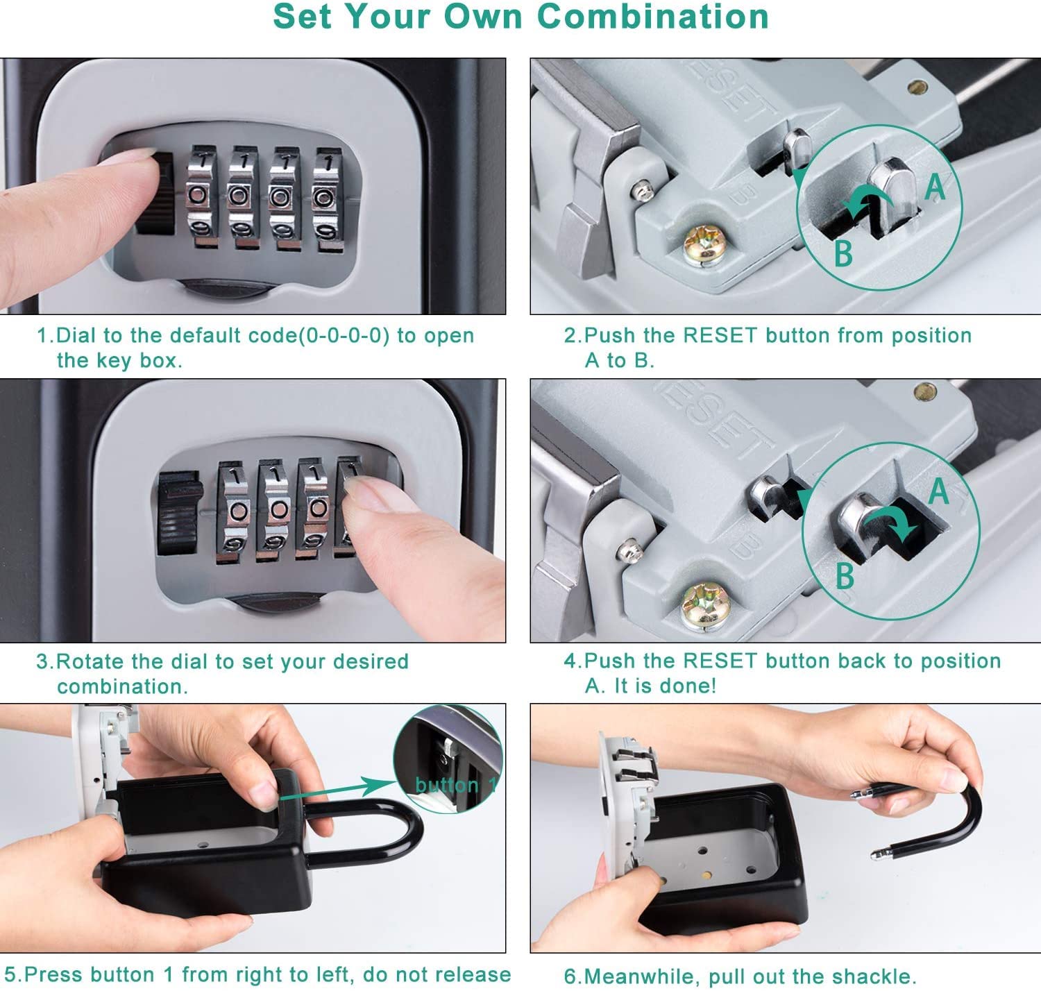 ZHEGE 4-Digit Combination Key Lock Box - Resettable Portable Key Safe for Door Knob, Realtors & Contractors (Gray) | Secure Key Storage for Home, Office & Outdoor Use