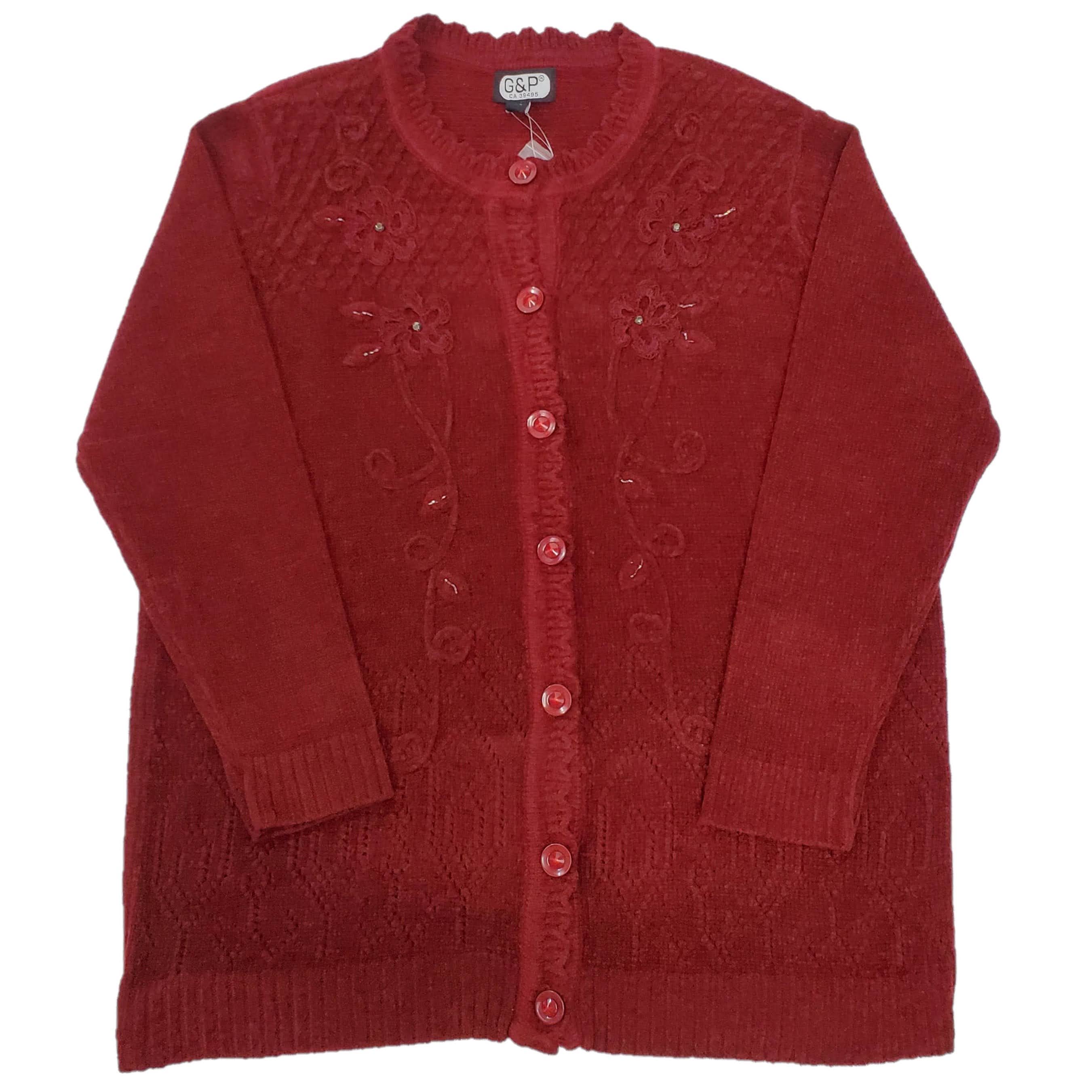 Women's Soft Chenille Embroidery Designer Cardigan Sweater - Cozy Knit Pullover for Fall & Winter, Perfect for Office, Date Night and Casual Outfits