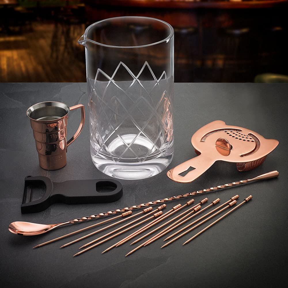 Premium Barfly Copper Cocktail Kit - Stirred Martini Set for Home Bars & Professional Mixology | Perfect for Cocktail Parties, Home Entertaining & Bartending Gifts