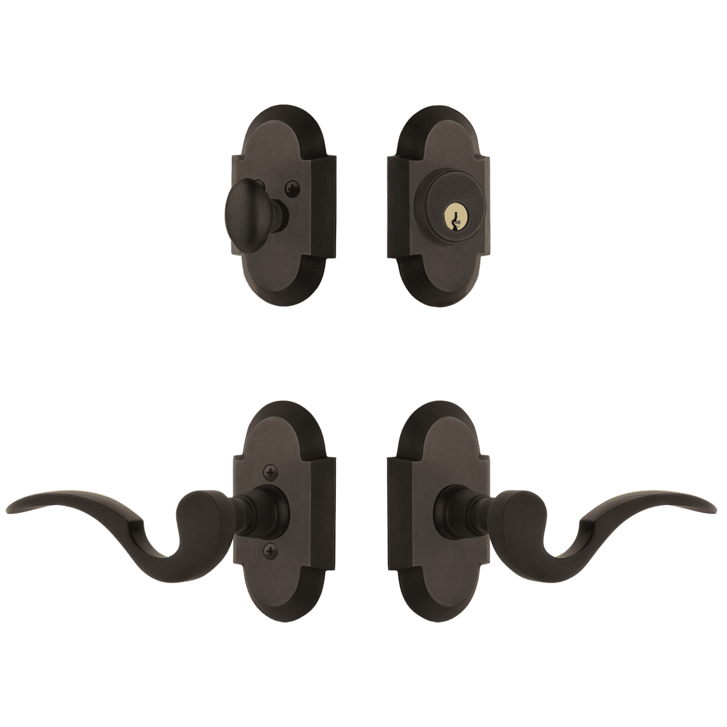 Oil Rubbed Bronze Cottage Entry Door Handle Set with Manor Lever - Perfect for Farmhouse, Rustic, and Traditional Home Entryways