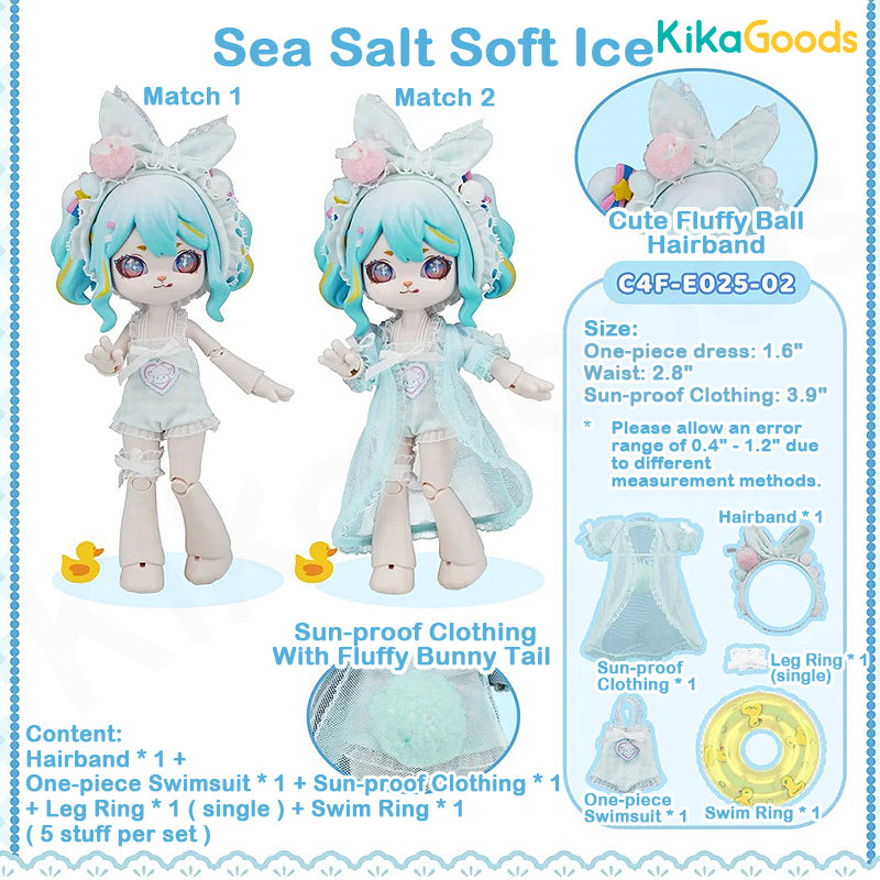 1/12 BJD Doll Clothes Set - Sea Salt Soft Ice Dessert Series | Outfit for Ball Jointed Dolls | Perfect for Photography, Collecting & Display