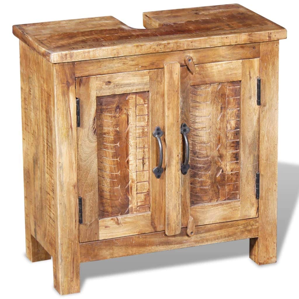 Premium Solid Mango Wood Bathroom Vanity Cabinet with Mirror & Sink Combo - Modern Bathroom Storage Solution for Small Spaces & Master Bathrooms
