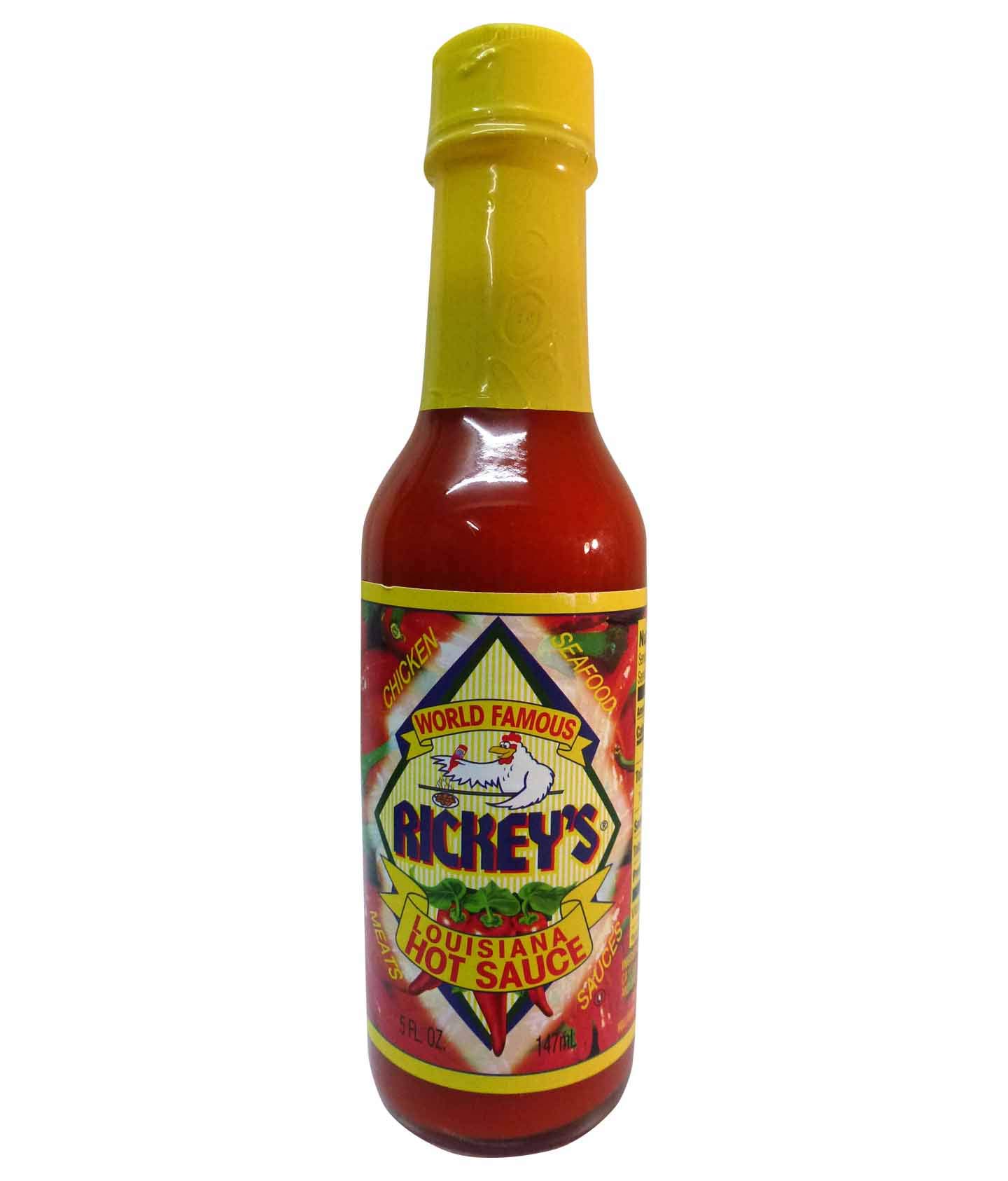 Rickey's World Famous Louisiana Hot Sauce - 5 oz Bottle | Authentic Cajun Flavor for Wings, Tacos, Seafood & More | Spicy Condiment for Cooking & Grilling