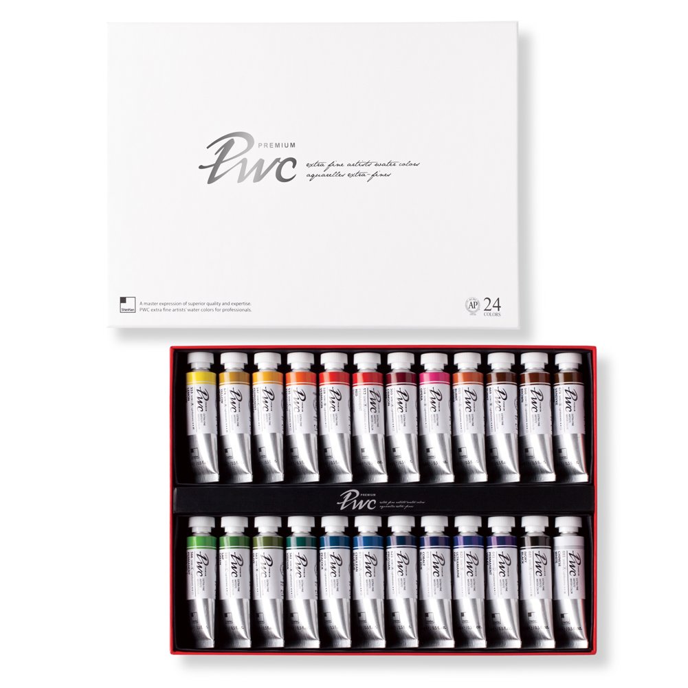 ShinHan PWC Extra Fine Watercolor Paint Set - 24 Vibrant Colors in 15ml Tubes | Professional Artist Grade Watercolors for Painting, Illustration & Mixed Media Art