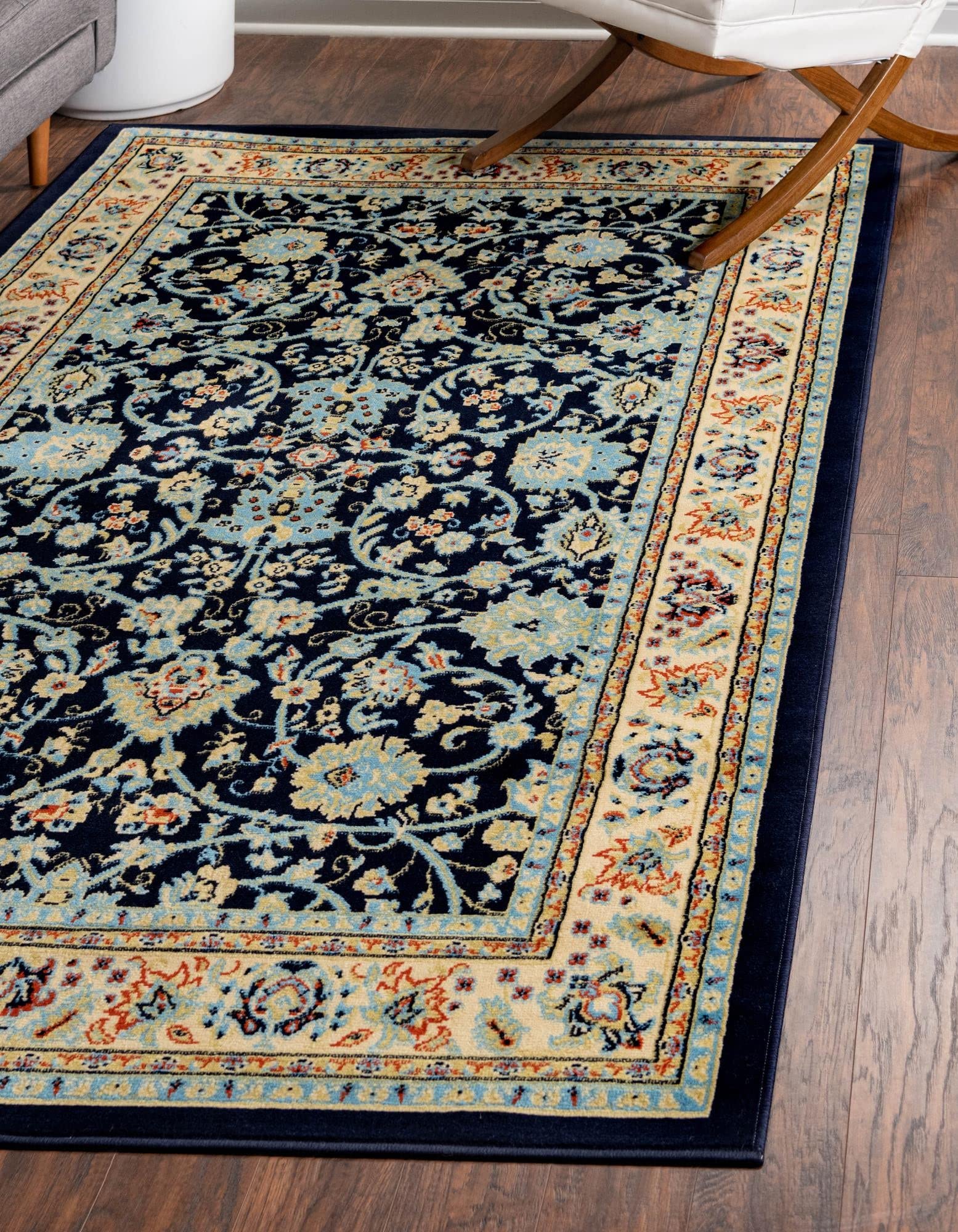 Premium 9' x 12' Navy Blue Area Rug - Yasmin Collection Soft Medium Pile Rug for Living Room, Dining Room & Open Floor Plans | Durable & Stylish Home Decor for Family Gatherings & Entertaining