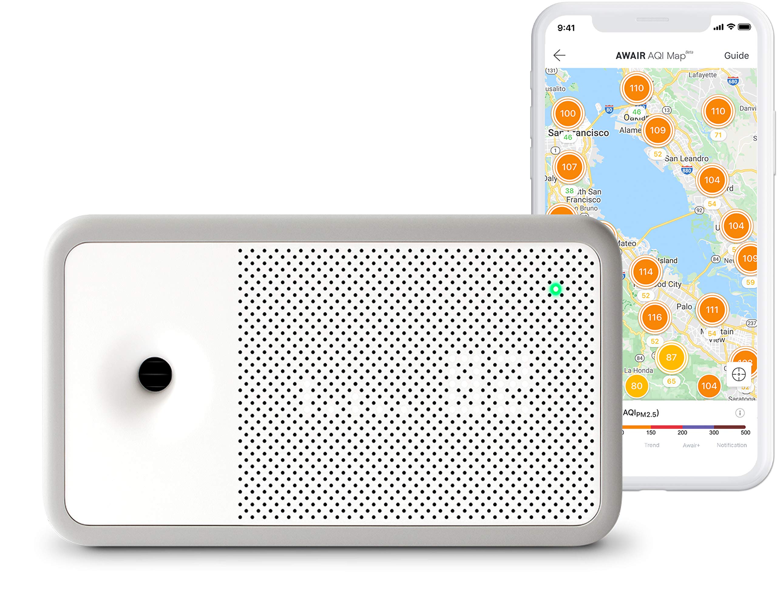 Element AQM8002A Indoor Air Quality Monitor - Real-Time CO2, PM2.5, Temperature & Humidity Sensor for Home, Office, Nursery & School Air Purification Systems