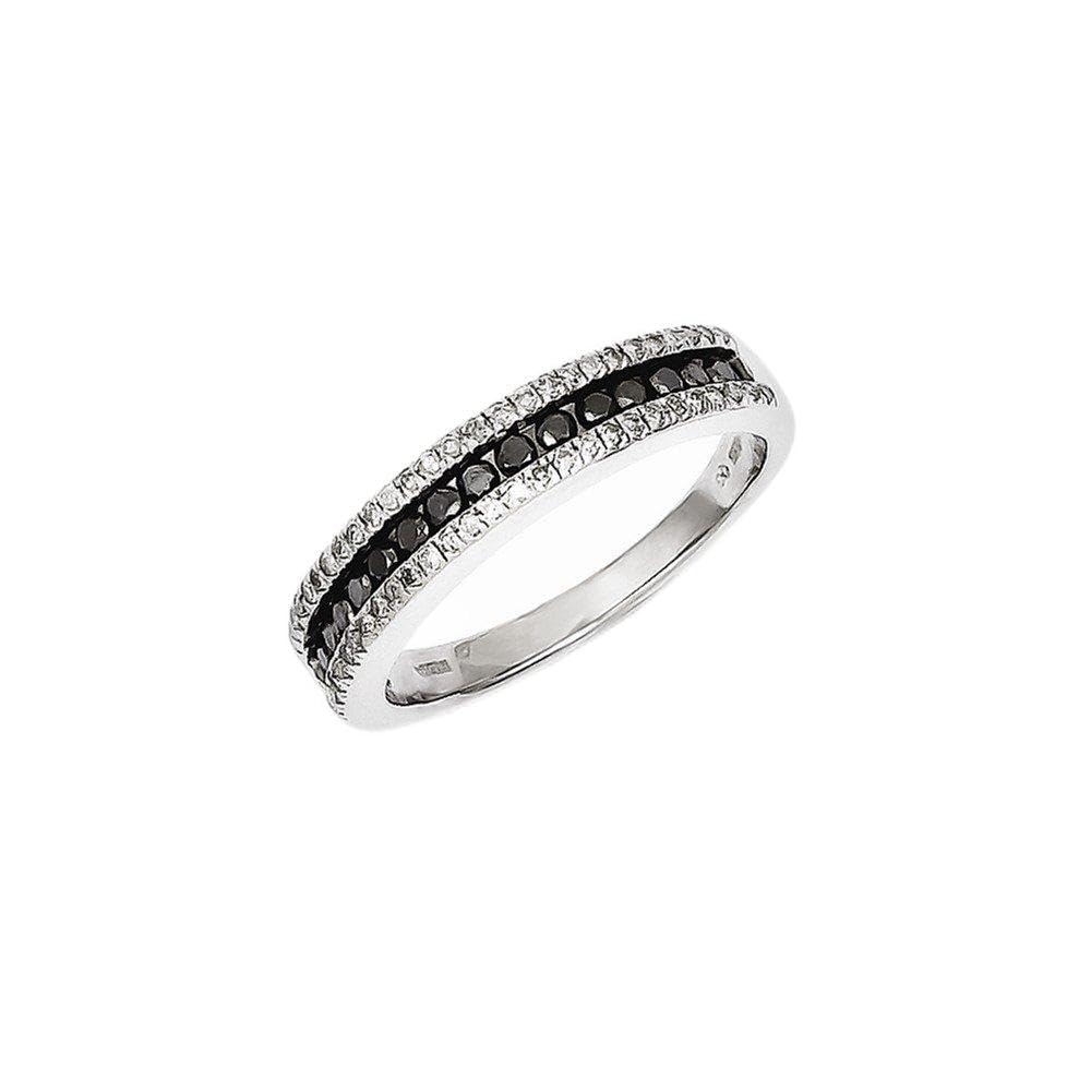 Elegant Sterling Silver Black & White Diamond Ring for Women | Perfect for Weddings, Anniversaries & Special Occasions
