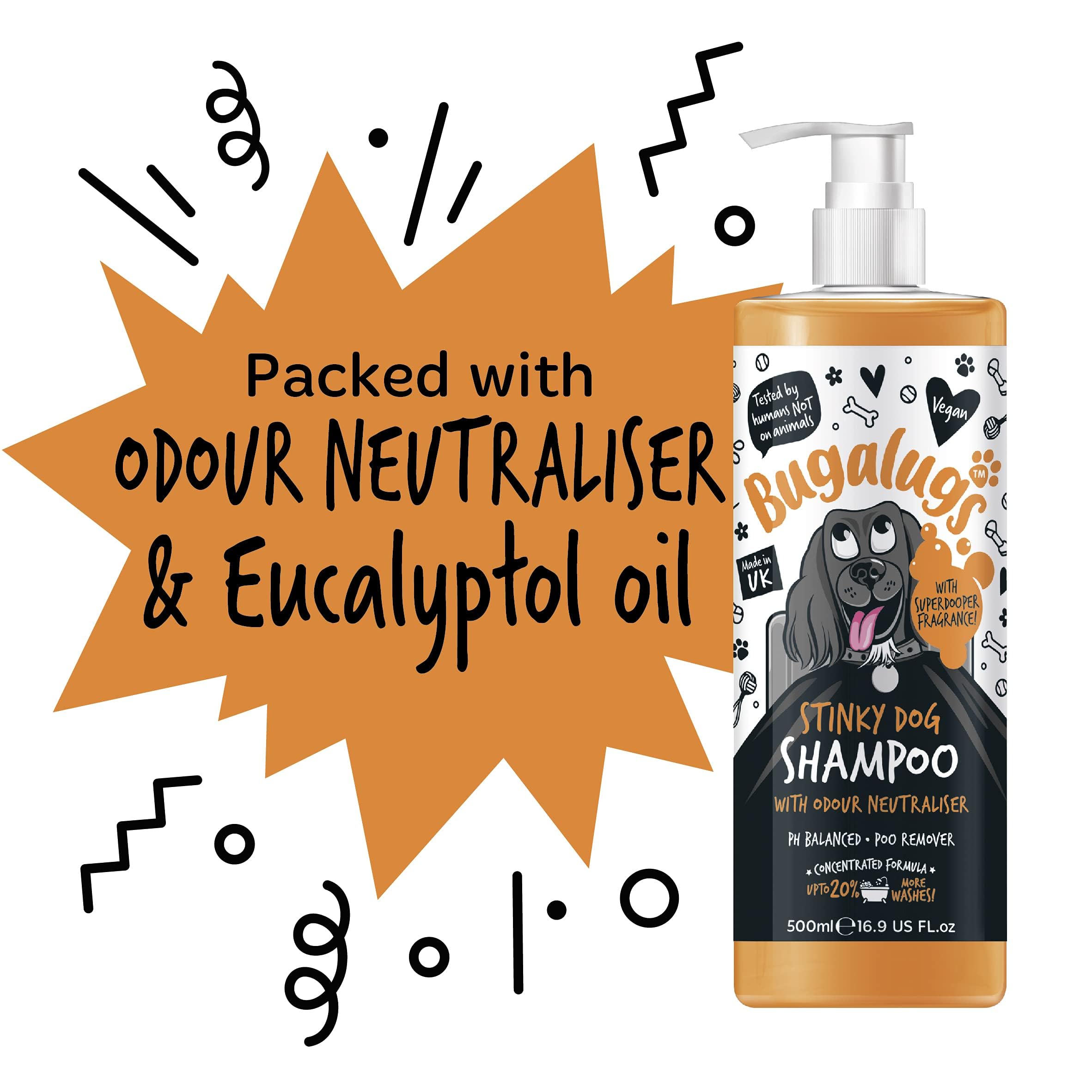 BUGALUGS Odor Neutralizing Dog Shampoo for Smelly Dogs - Fox Poo & Stink Remover with Natural Perfume | Vegan, Hypoallergenic Puppy Shampoo & Conditioner for Sensitive Skin (500ml) | Perfect for Outdoor Adventures, Post-Walk Cleansing & Smelly Pet Care