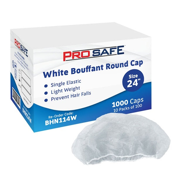 ProSafe Disposable Round Cap Hair Net 21 or 24 Inches - 1000 Pack for Food Service, Healthcare & Industrial Use