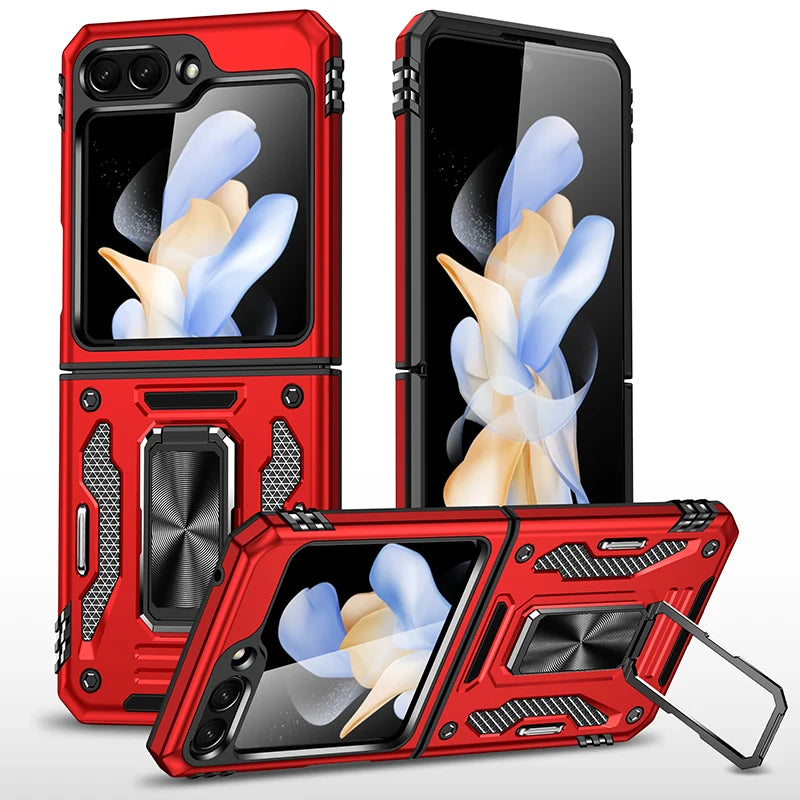 Samsung Galaxy Z Flip 6 Rugged Armor Case with Slide Window Lens - Shockproof Protective Cover for Outdoor Activities & Daily Use
