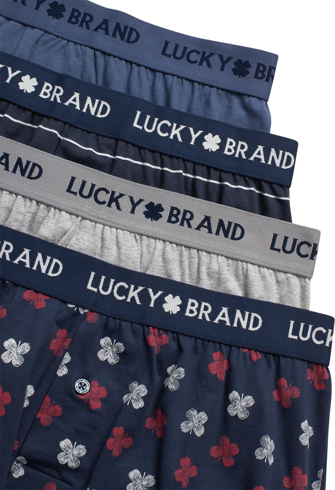 Lucky Brand Men's Boxer Shorts 4-Pack - Soft Breathable Cotton Underwear for Men, Loose Fit Comfort Boxers, Lightweight Knit Boxer Briefs (S-XL) - Perfect for Everyday Wear, Workout & Sleep