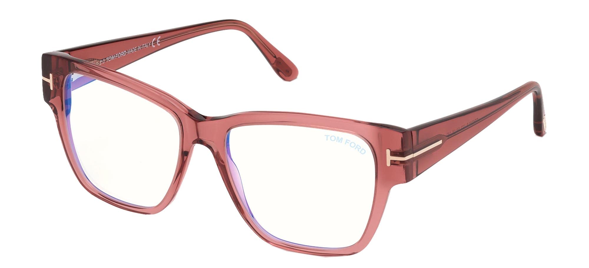 Tom Ford FT 5745 Eyeglasses - Shiny Transparent Antique Rose Frame with 