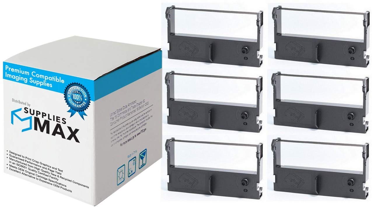 Compatible TM-U120 Black POS Printer Ribbons (6-Pack) - ERC-43BK Replacement Cartridge for Receipt Printing in Retail & Restaurant Businesses