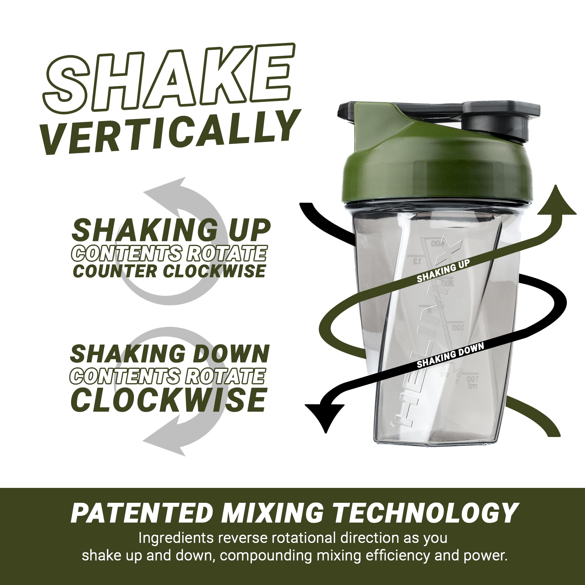 1.5 Vortex Blender Shaker Bottle - 20oz Protein Mixer Cup for Workout & Smoothies | No Blending Ball Needed | USA Made Portable Drink Shaker | Perfect for Protein Shakes, Cocktails & Meal Replacement | BPA Free & Dishwasher Safe (Top Rack) | Gym, Travel & Home Use