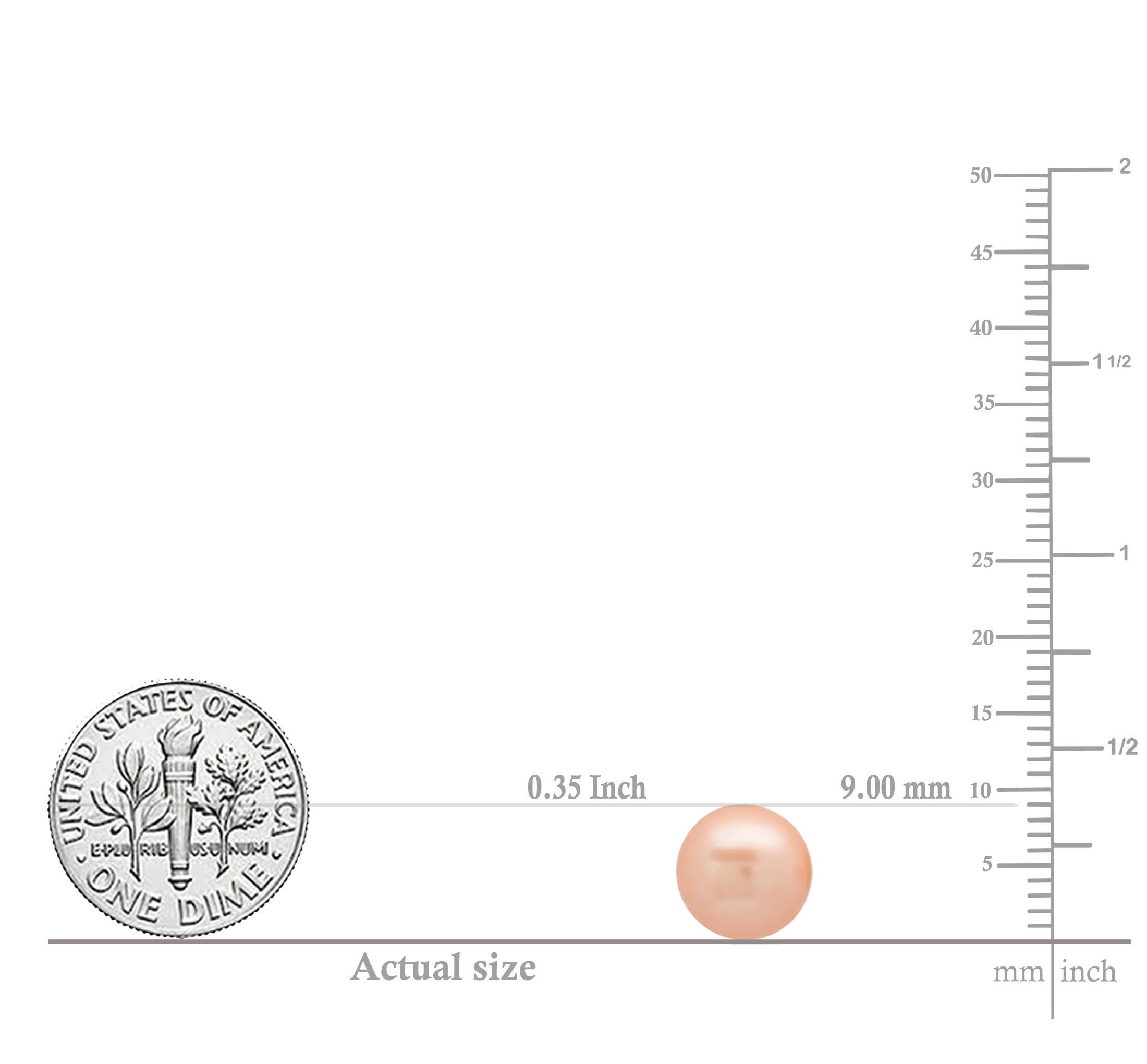 Dazzlingrock 9mm Round Pink Pearl Stud Earrings for Women - Solid Gold, Clean Clarity, Elegant Gift for Birthday, Anniversary & Special Occasions
