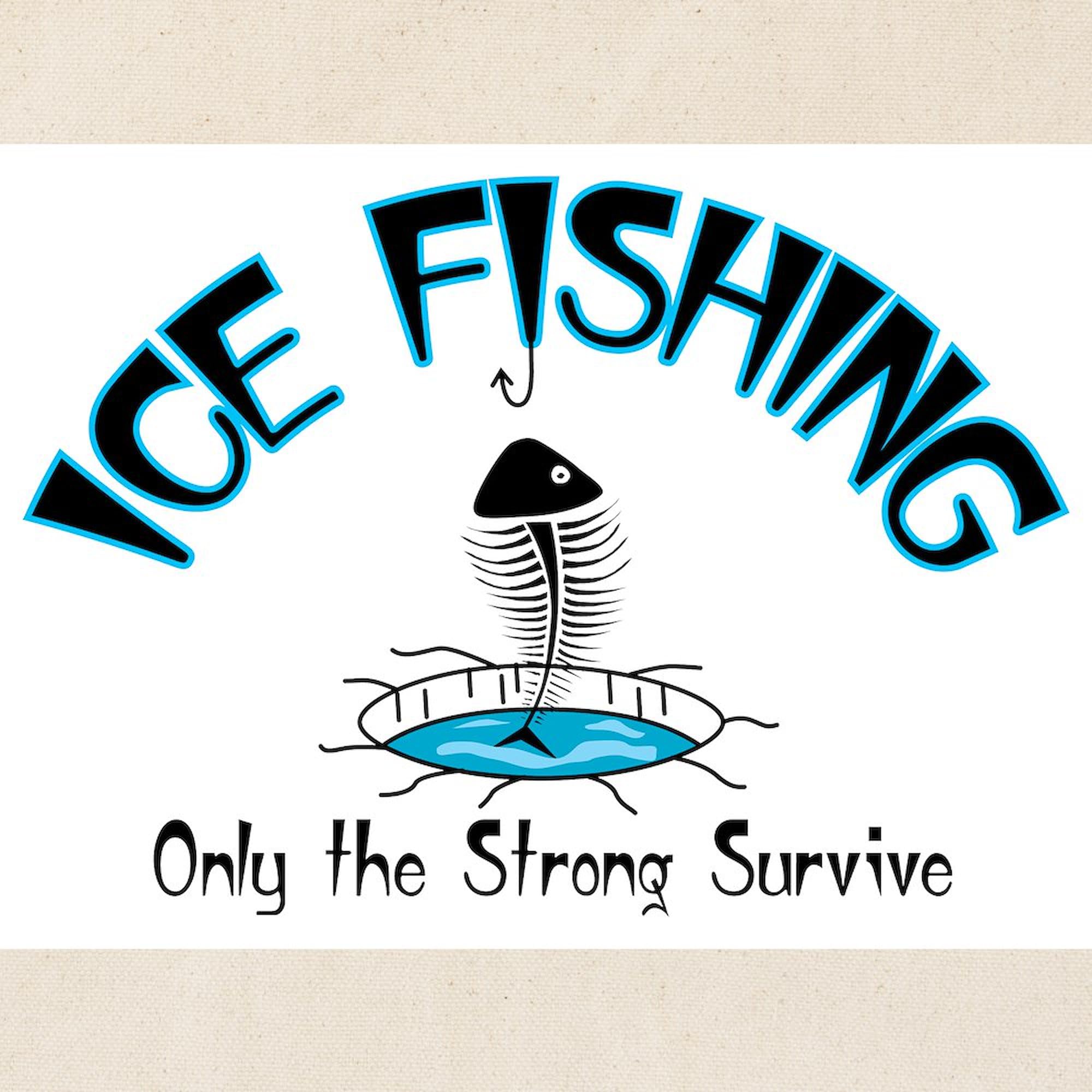 Ice Fishing Tote Bag - Natural Canvas Reusable Shopping Bag for Outdoor Fishing & Grocery Trips