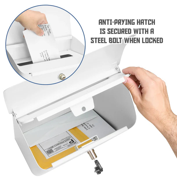 Barska CB14074 Secure Wall Mount Mail Drop Box with Top Opening - Perfect for Home, Office, and Apartment Mail Security
