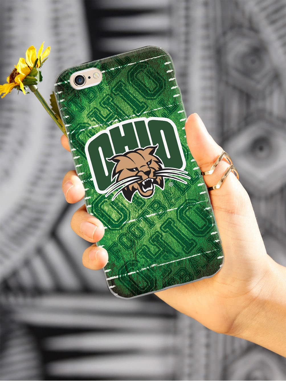 3D Textured iPhone 15 Pro Max Case with Rubber Bumper - Protective Phone Cover for Apple iPhone 15 Pro Max - Ohio University Bobcats Football Design - Perfect for Daily Use, Travel & Sports Protection