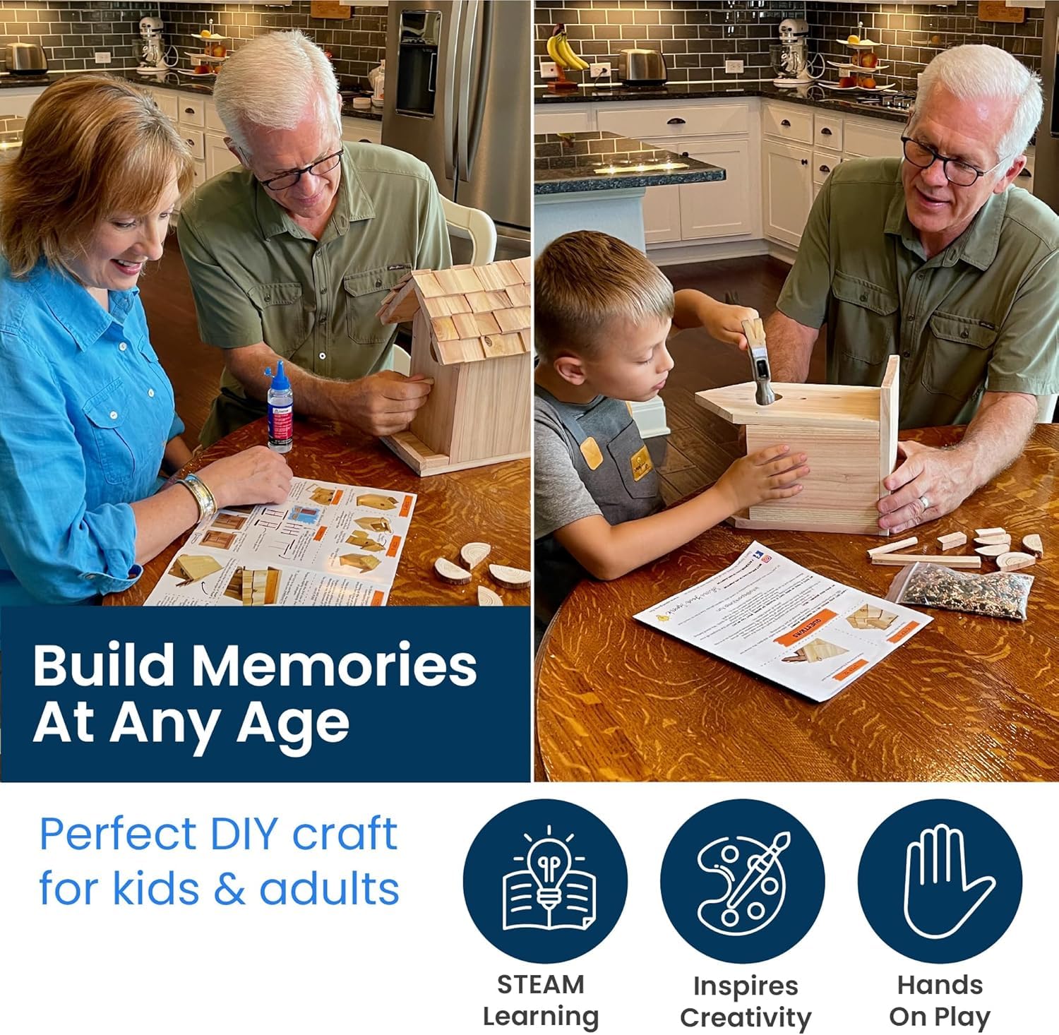 Premium DIY Wooden Bird House Kit for Adults - Handcrafted Woodworking Birdhouse Kit - Build Your Own Birdhouse for Garden, Backyard & Outdoor Decor