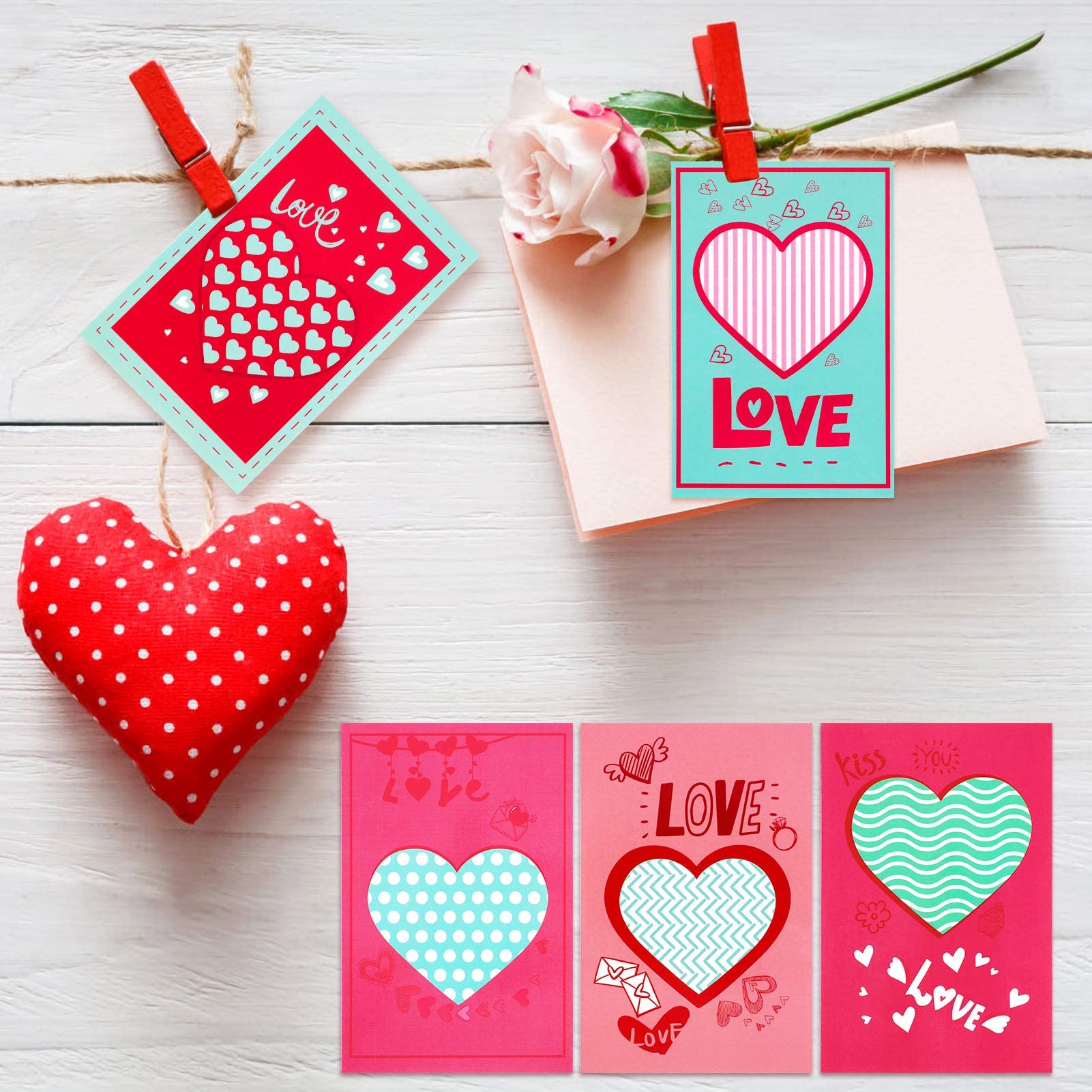 24-Piece Valentine's Day Greeting Card Set with Envelopes - 8 Unique Romantic Designs for Her, Him, Wife, Husband, Girlfriend & Boyfriend - Perfect for Valentine's Gifts, Classroom Exchange & Party Favors