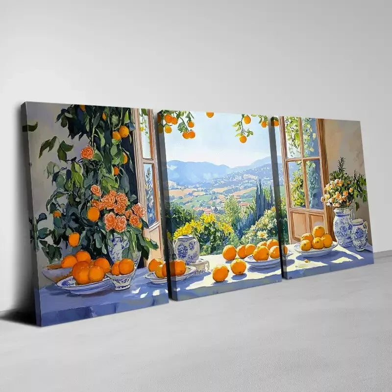 3-Piece Peaceful Floral & Botanical Mountain View Art Set - 50x70cm Framed Canvas Wall Decor | High Quality Print | 100% Australian Made | Ready to Hang | Perfect for Living Room, Bedroom & Office Decor