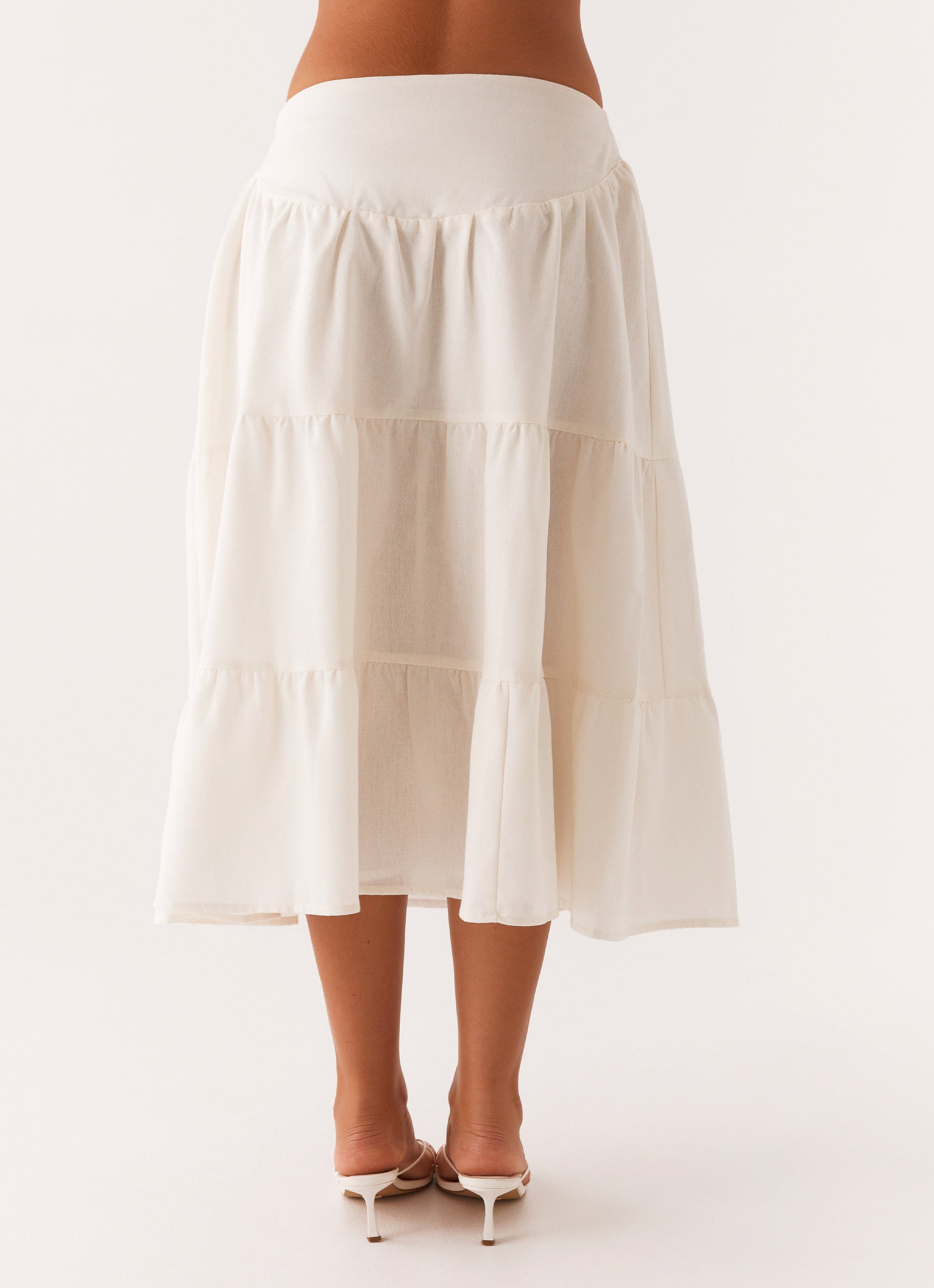 Elodie Midi Skirt for Women - Flowy White A-Line Skirt with Pockets | Perfect for Summer, Office Wear & Casual Outfits