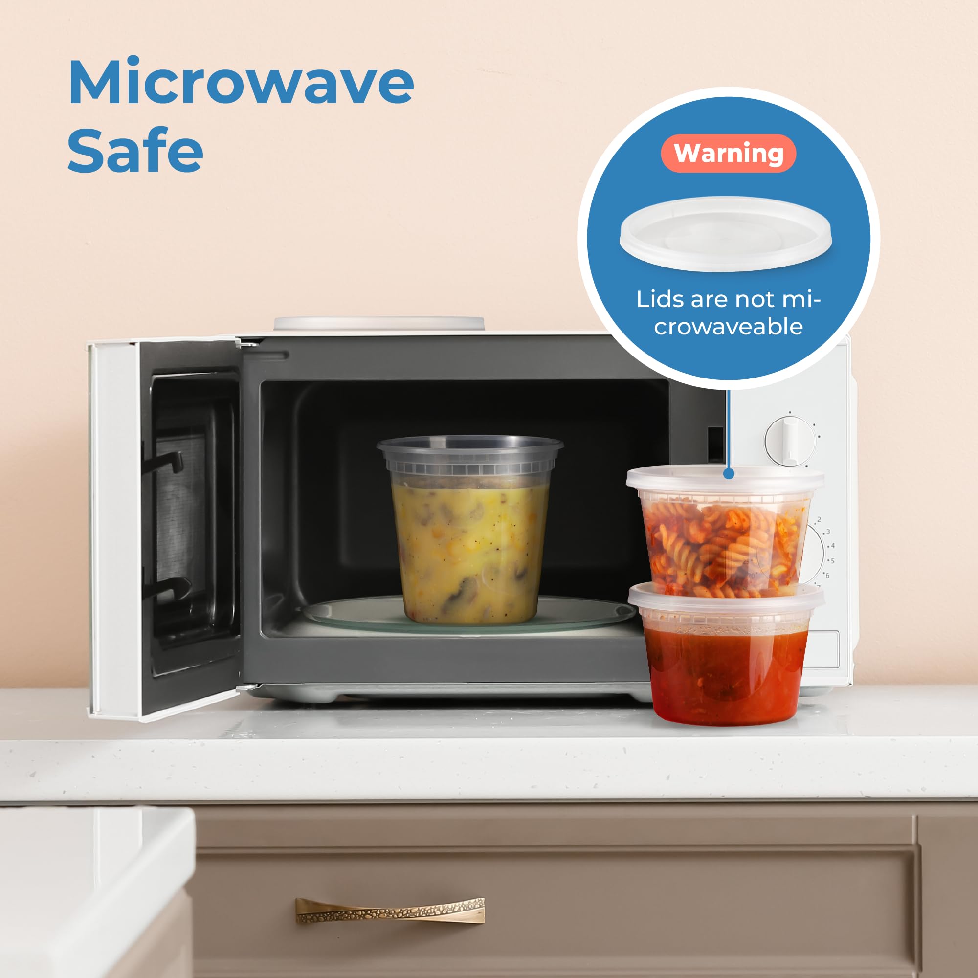 Fit Meal Prep 40-Pack 16oz & 32oz Leakproof Plastic Food Storage Containers with Lids - BPA-Free, Microwave & Freezer Safe, US Made - Perfect for Meal Prepping, Restaurant Takeout, Soup Storage & Leftovers