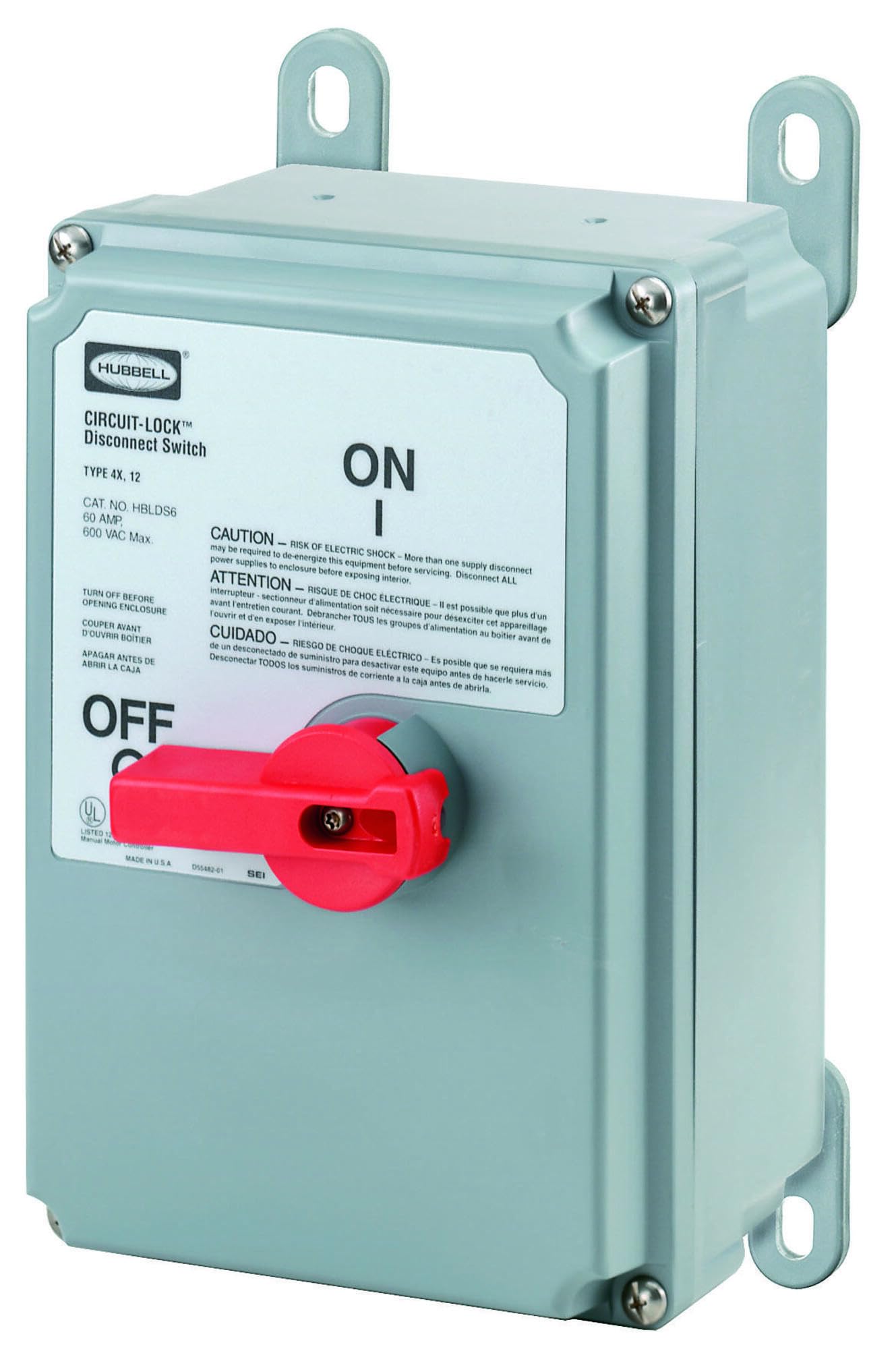 Hubbell 37259 Unfused Disconnect Switch - 30A 600V Heavy Duty Safety Switch for Industrial Electrical Panels | Perfect for HVAC Systems, Motor Controls & Power Distribution