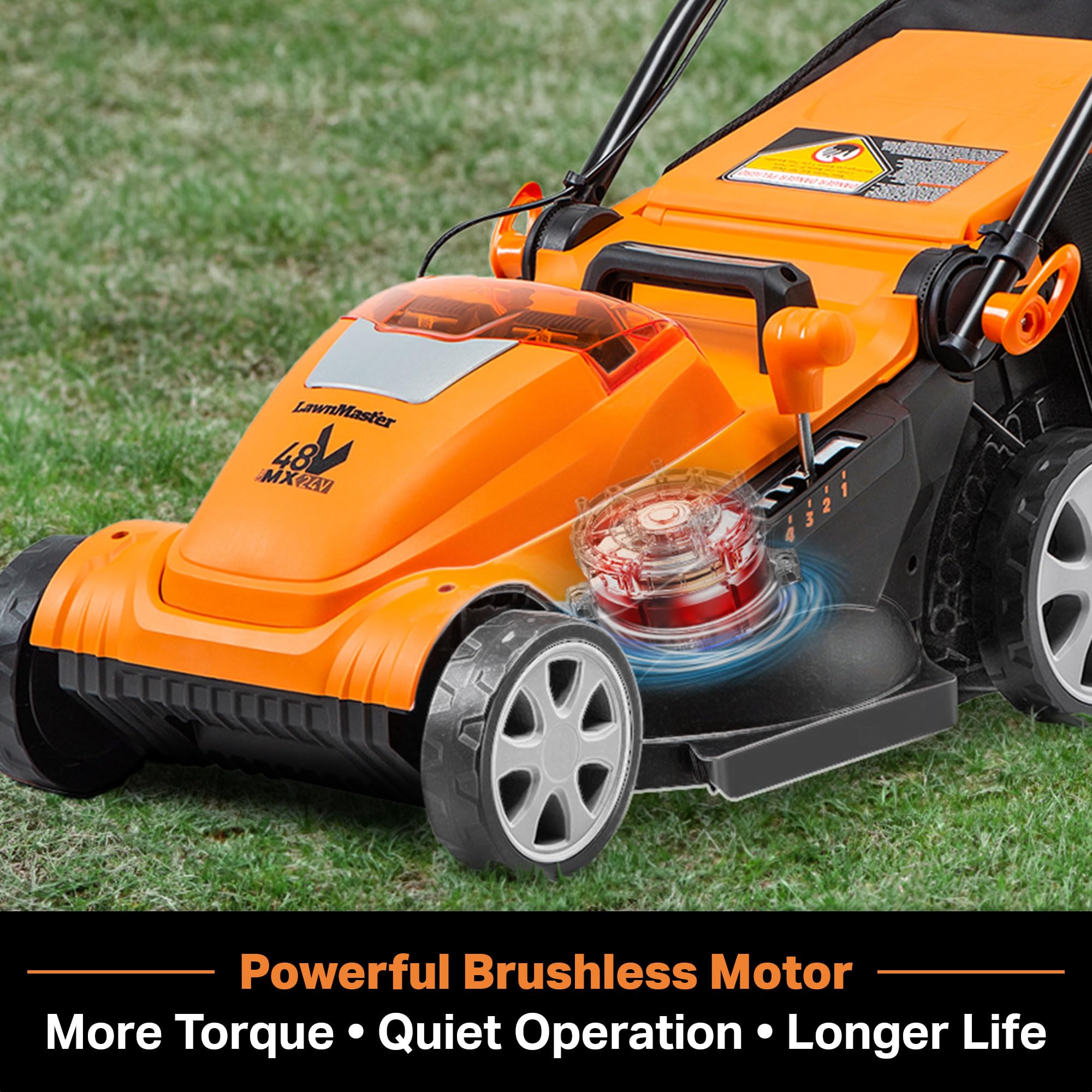 LawnMaster CLMF4815E 48V MAX* 15-Inch Brushless Cordless Lawn Mower with 2X24V MAX* 4.0Ah Batteries & Dual Charger - Perfect for Small to Medium Yards, Quiet & Eco-Friendly Mowing
