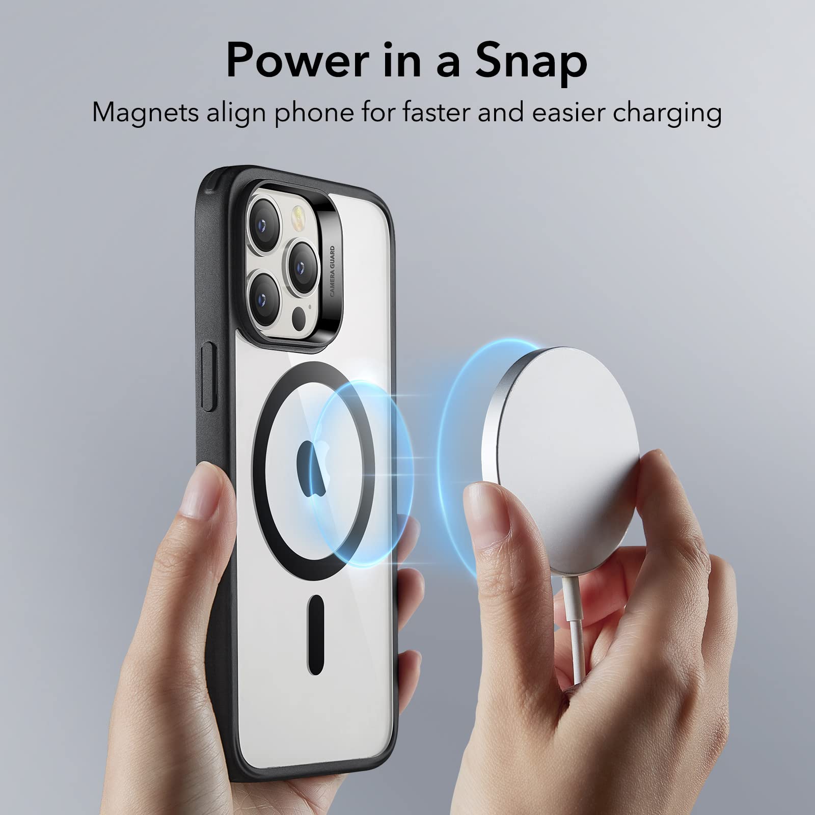 ESR Magnetic Case for iPhone 14 Pro Max 6.7 inch - Military-Grade Shockproof Protection, Scratch-Resistant Clear Black Hybrid Cover with MagSafe Compatibility | Perfect for Work, Travel & Everyday Use