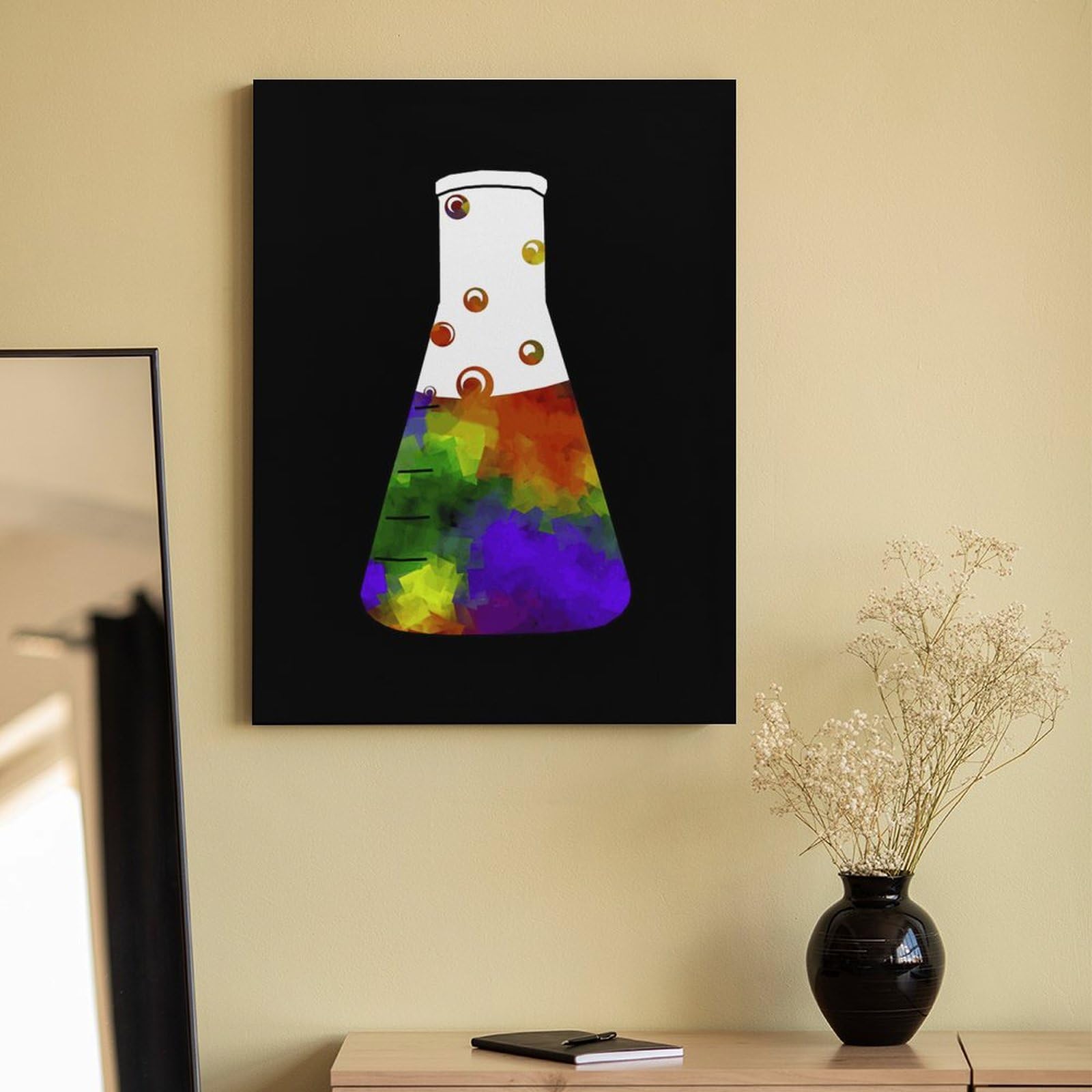 Rainbow Erlenmeyer Flask Paint by Numbers Kit for Adults - Custom Digital Oil Painting Set with Frame - Creative DIY Gift for Home Decor, Stress Relief & Art Therapy