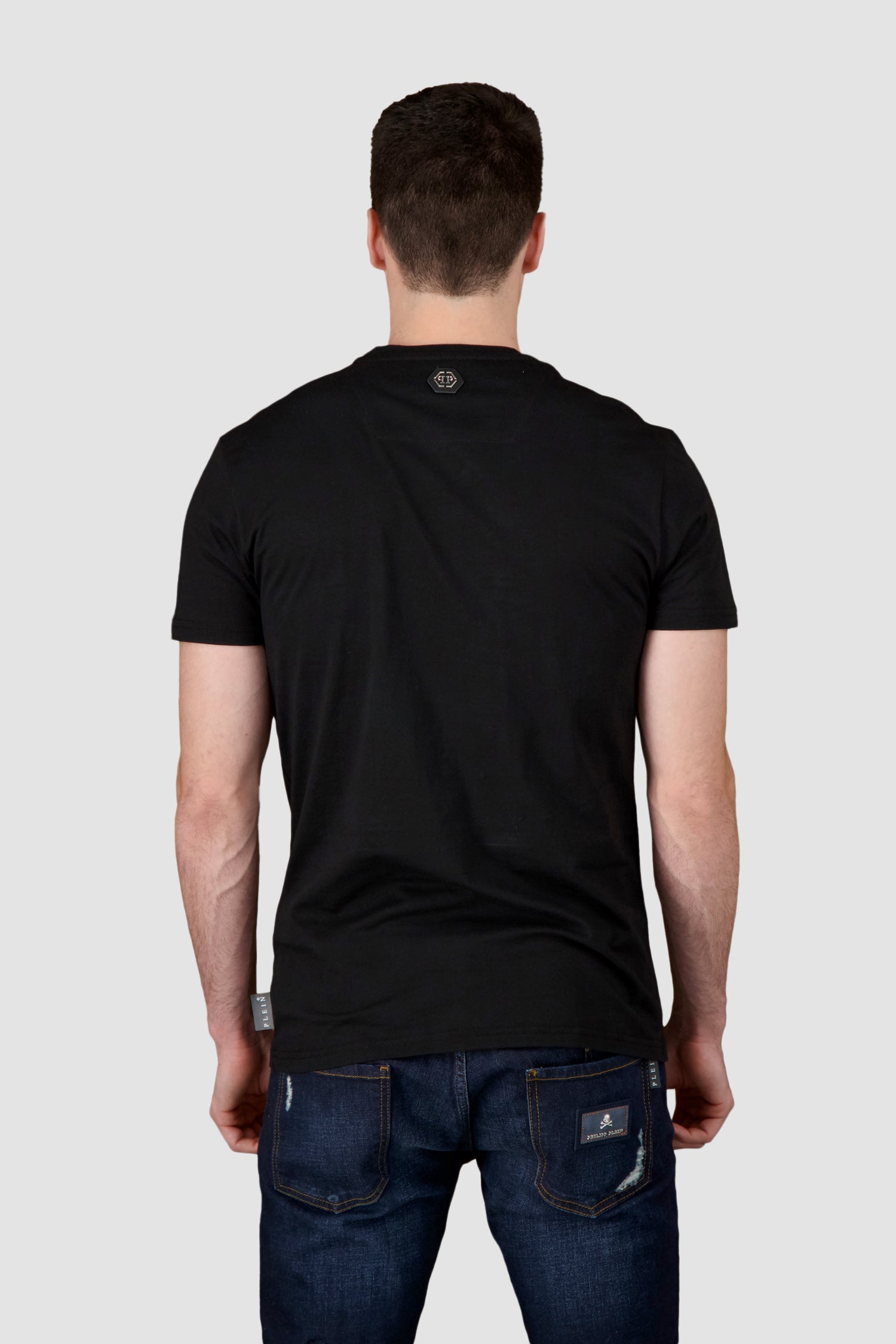 Philipp Plein Black & Yellow Skull Rhinestone T-Shirt for Men - Stylish Round Neck Tee for Casual Wear, Parties & Night Out