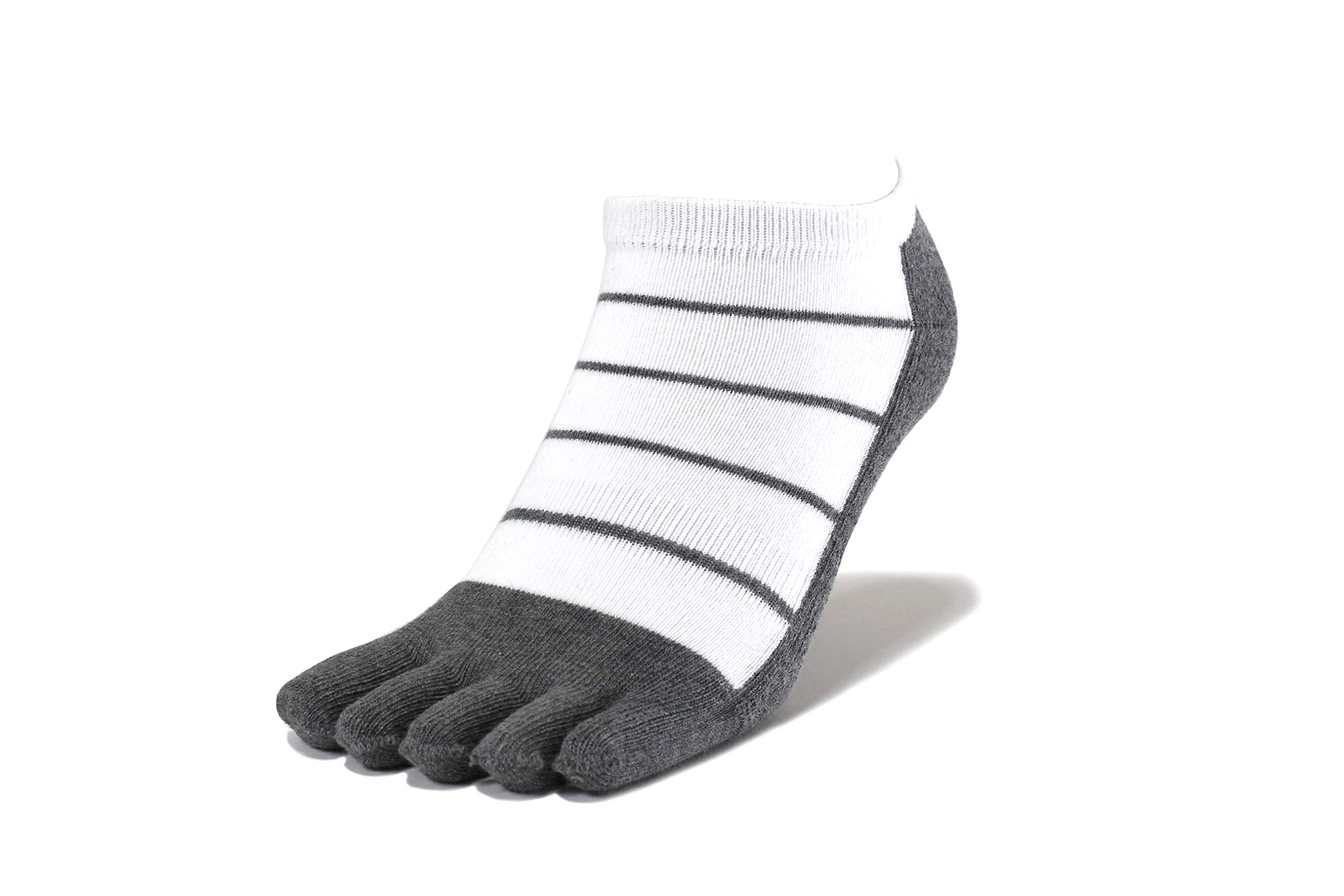 Breathable 5-Toe Cotton Terry No-Show Ankle Socks for Running, Golf & Sports - Anti-Slip Mesh Design for Enhanced Performance & Comfort