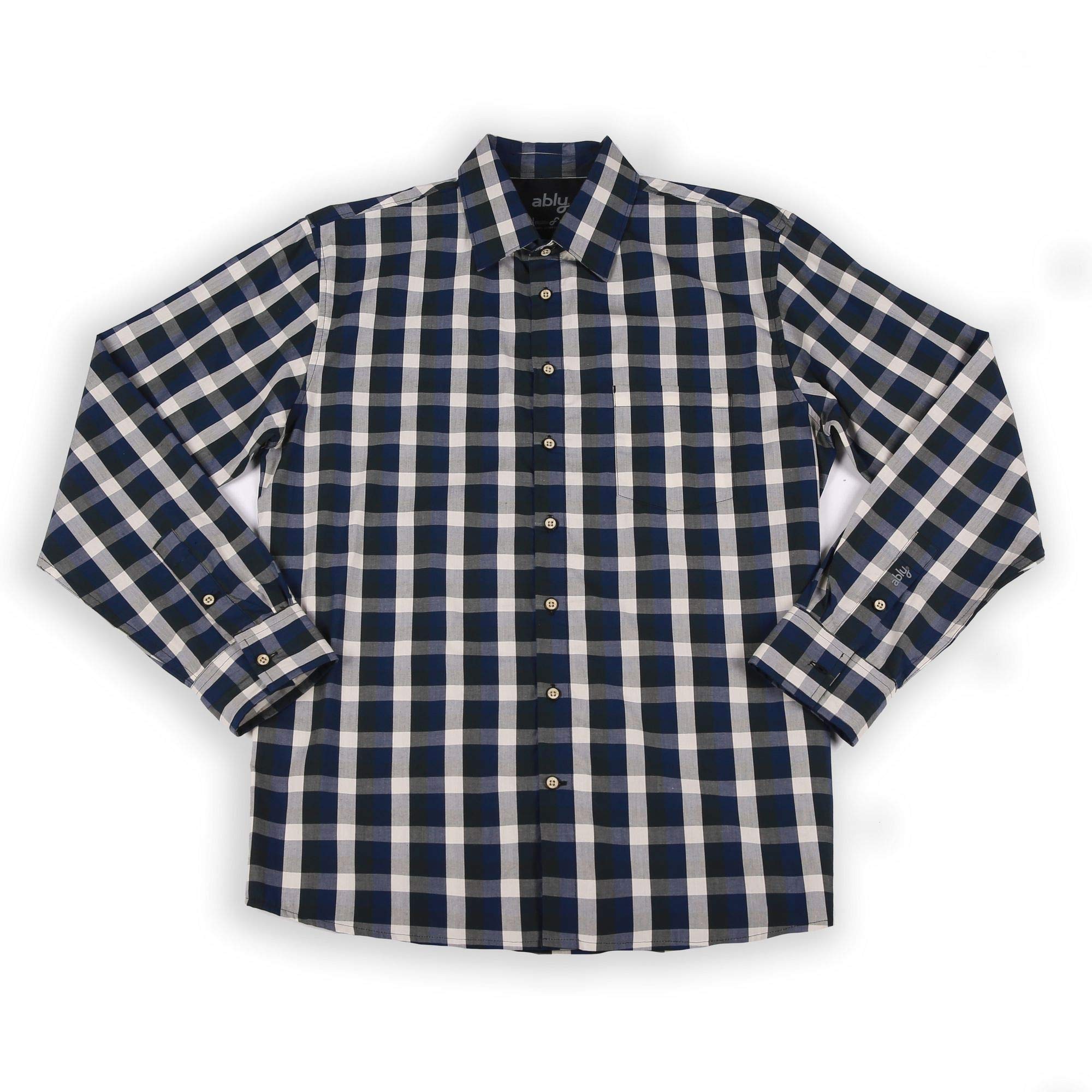 Evergreen Men's Long Sleeve Button-Up Shirt - Waterproof, Stain & Odor Resistant - Perfect for Work, Outdoor & Casual Wear