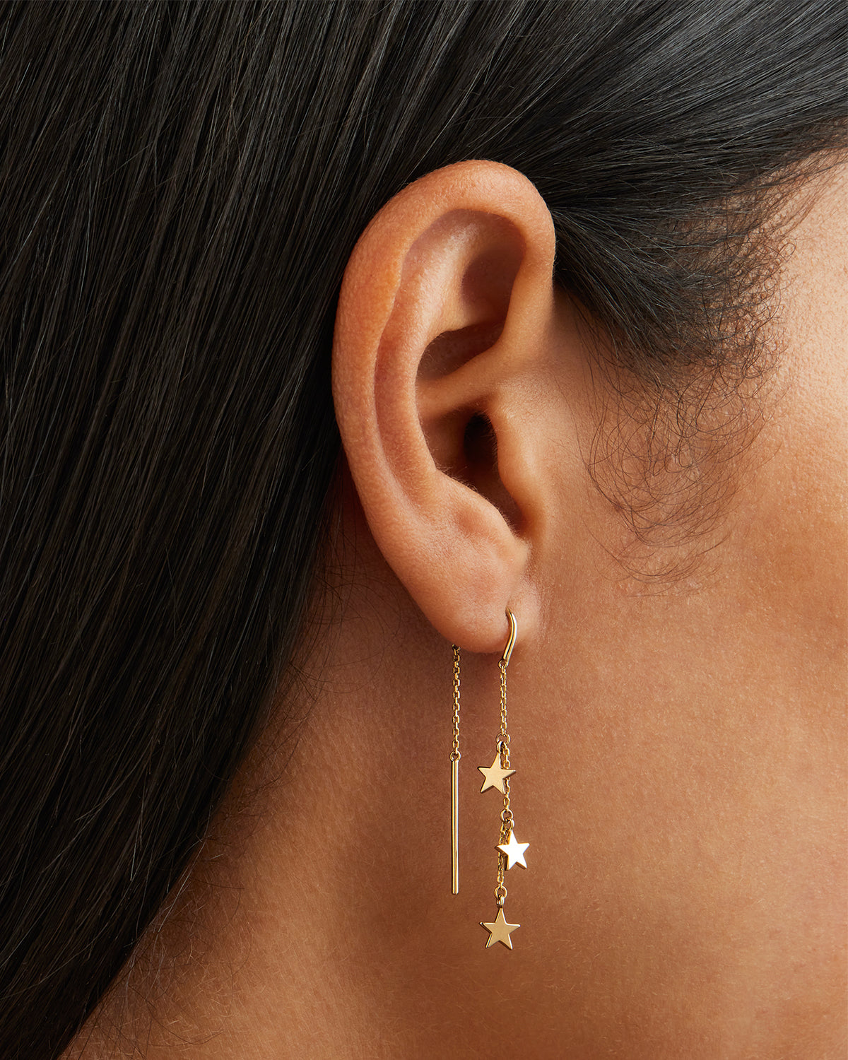 9K Solid Gold Star Bright Thread Earrings – Dainty & Elegant Jewelry for Women – Perfect for Everyday Wear, Gifts & Special Occasions
