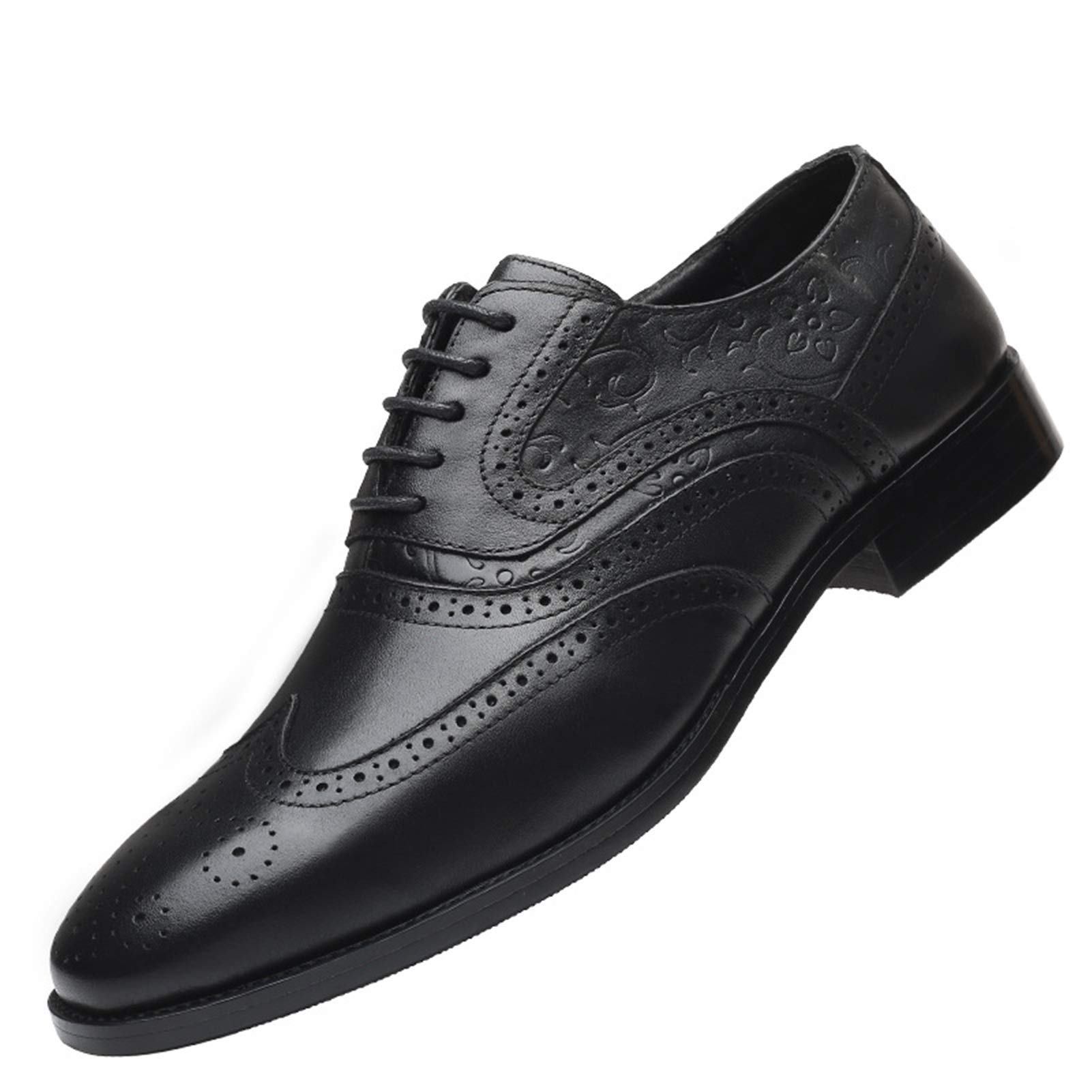 Premium Men's Oxford Dress Shoes - Lace Up Wingtip Brogue Leather Shoes with Non-Slip Rubber Sole | Formal Business Attire & Wedding Occasions