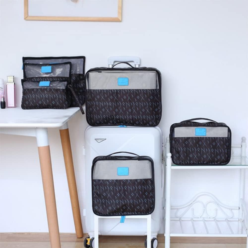 6-Piece Black Packing Cubes Set for Suitcase - Travel Luggage Organizer, Storage Bags for Efficient Packing | Perfect for Business Trips, Vacations & Weekend Getaways