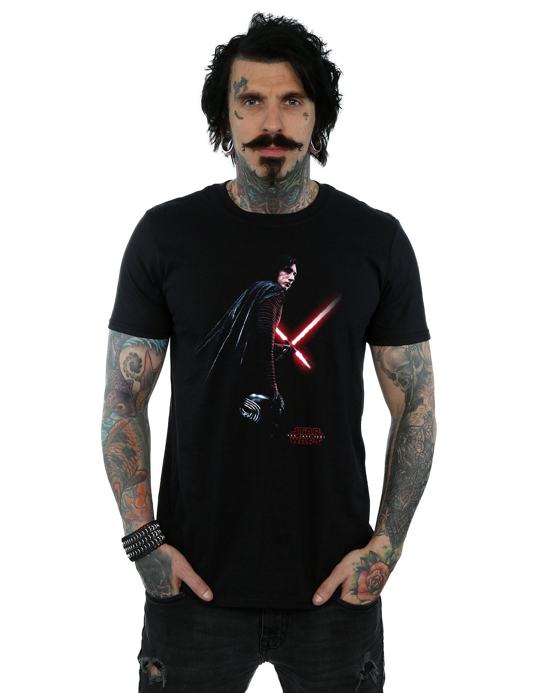 STAR WARS The Last Jedi Kylo Ren Shadow Graphic T-Shirt for Men - Small, Black | Officially Licensed | Perfect for Cosplay, Movie Nights & Star Wars Fans