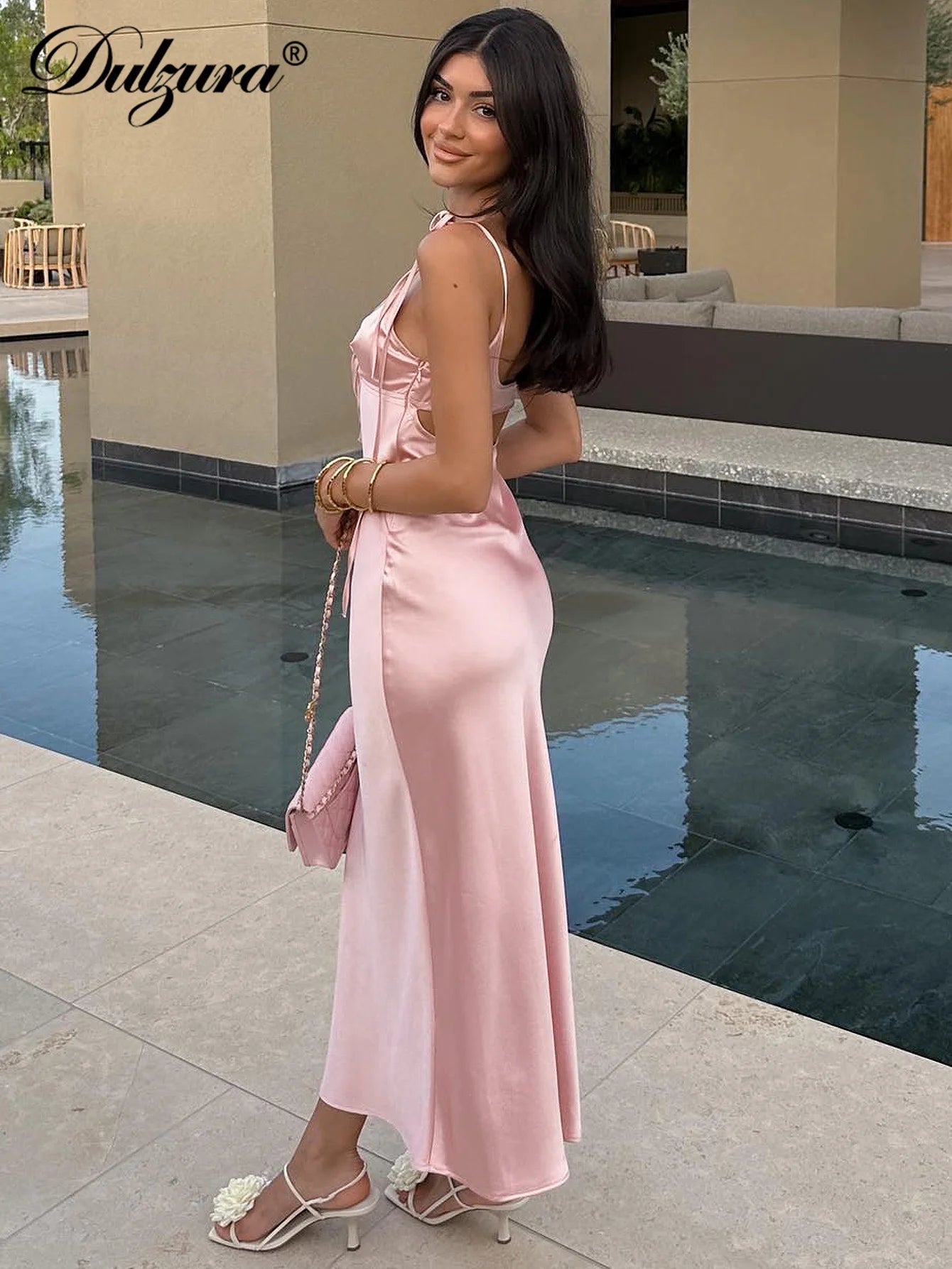 Sexy Backless Lace-Up Midi Dress with Spaghetti Straps & Cut-Out Design - Women's Y2K Party Dress for Club, Holiday & Evening Events | Perfect for Date Nights, Girls Night Out & Special Occasions