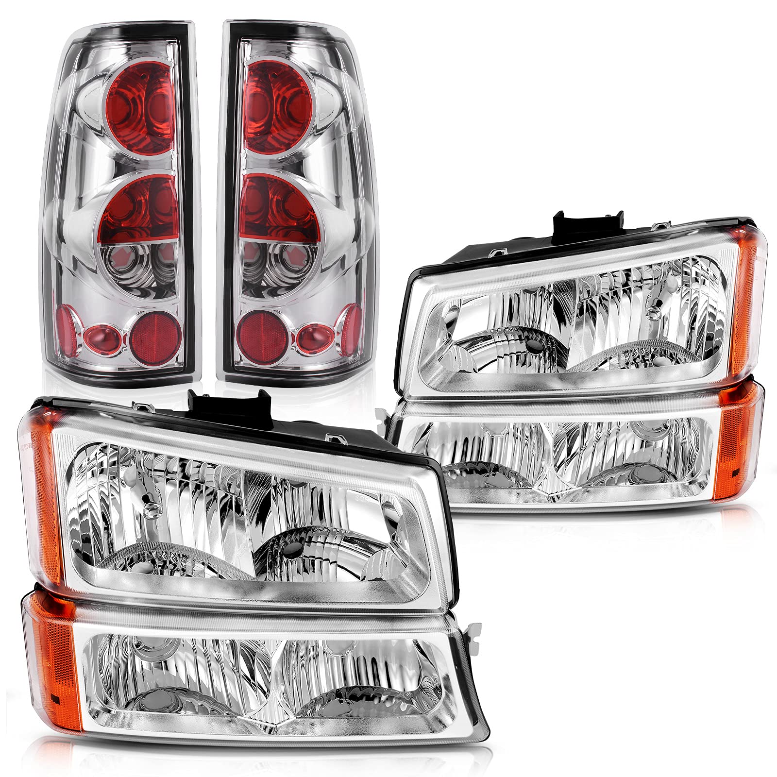 DWVO Headlights & Taillights Combo for 03-07 Chevy Silverado - Perfect for Night Driving