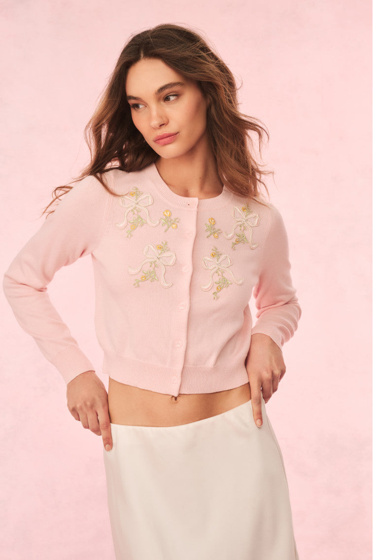 Nadima Women's Cotton Embroidered Cardigan Sweater - Lightweight Open Front Knit Cover Up for Spring & Fall - Perfect for Casual Outfits, Office Wear and Layering