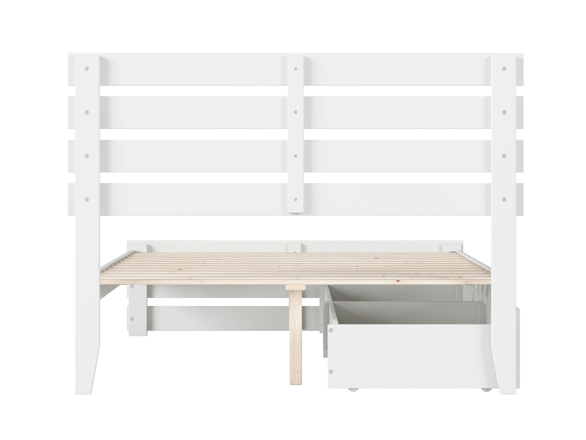 AFI Oxford Full Size Platform Bed with Footboard & 4 Storage Drawers in White - Modern Bedroom Furniture for Small Spaces & Guest Rooms
