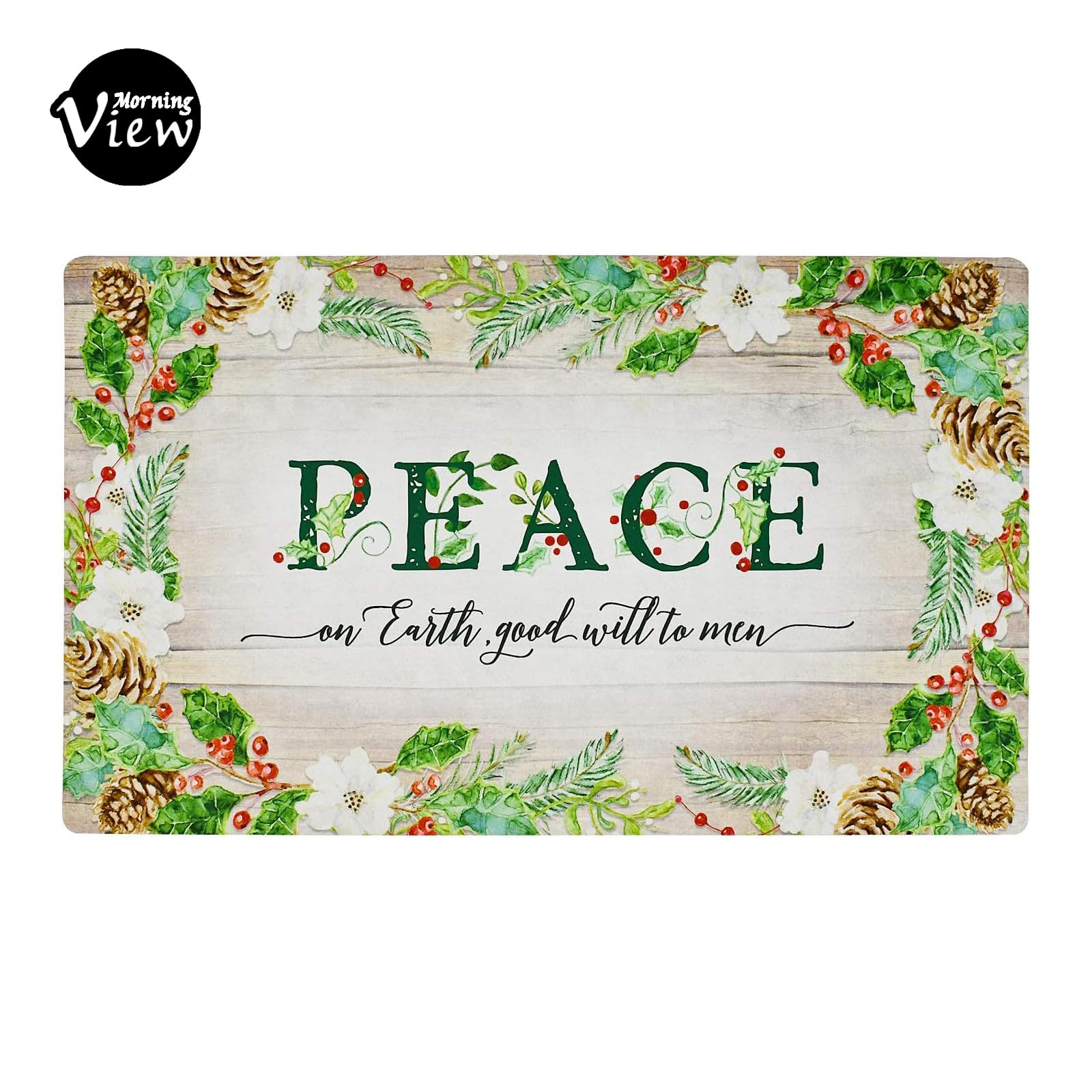 Premium Christmas Welcome Doormat - Non-Slip Rubber Backing, Low Profile Winter Holiday Entryway Mat for Front Door & Porch (28.75